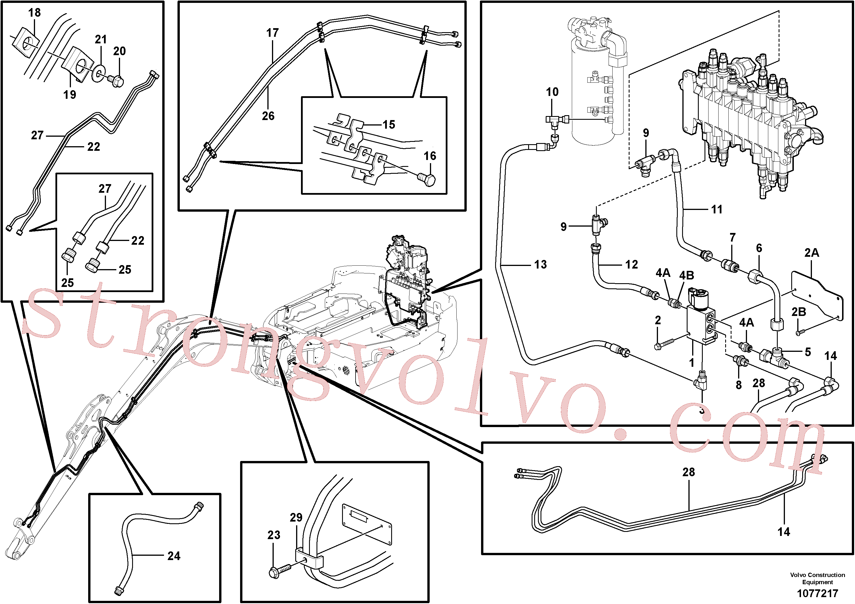 VOE16220166 Volvo Circuito hidráulico (engate rápido/dupla acção)(1077217 Montagem)