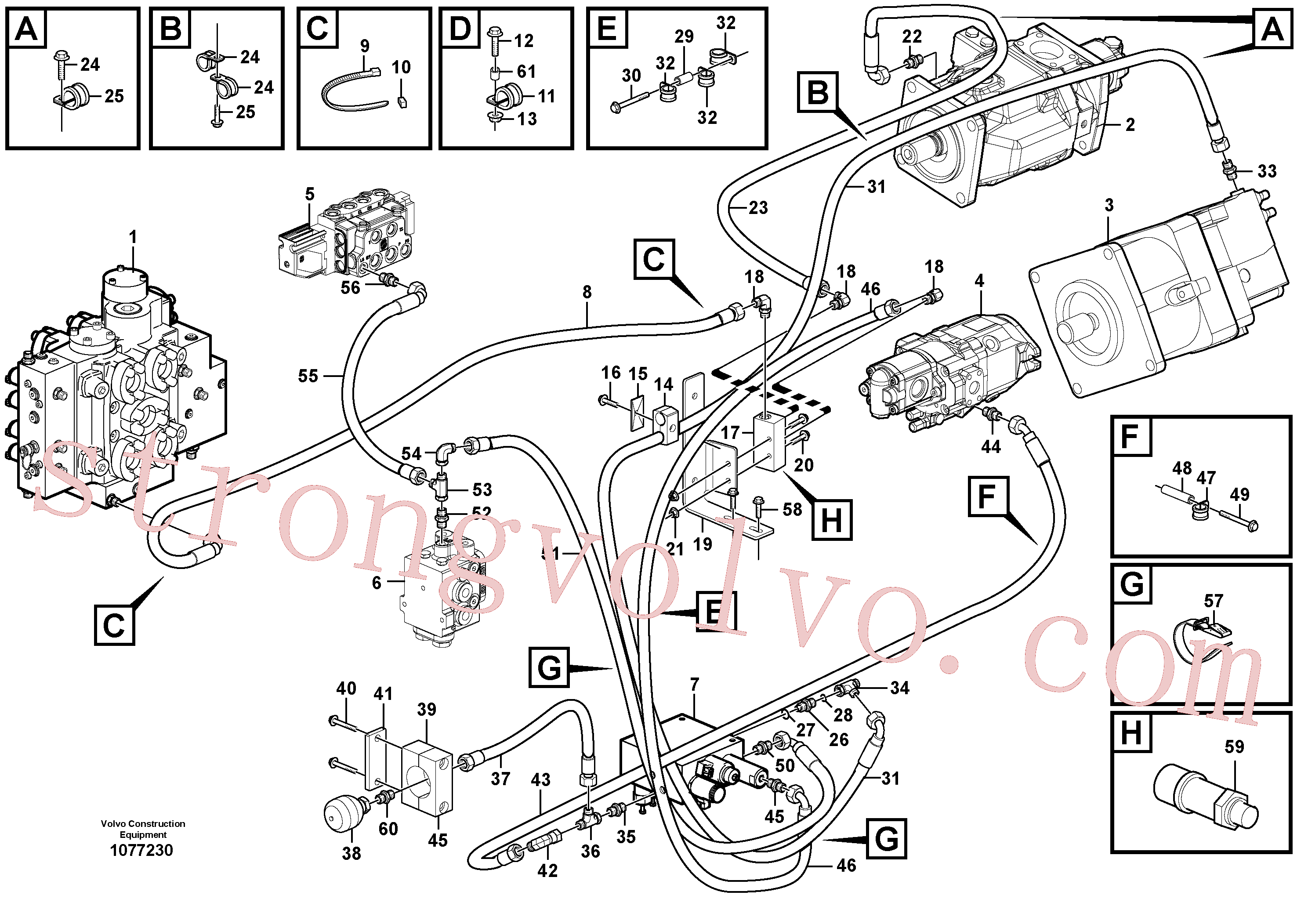 VOE15002573 Volvo Linhas sensoras de carga e de fuga(1077230 Montagem)
