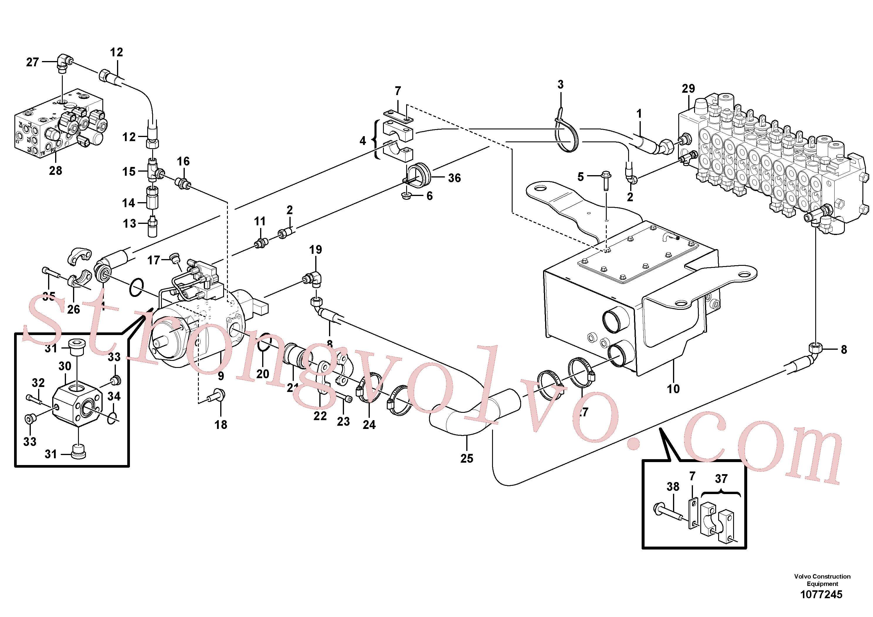 VOE935027 Volvo Sistema hidráulico, linha de sucção(1077245 Montagem)