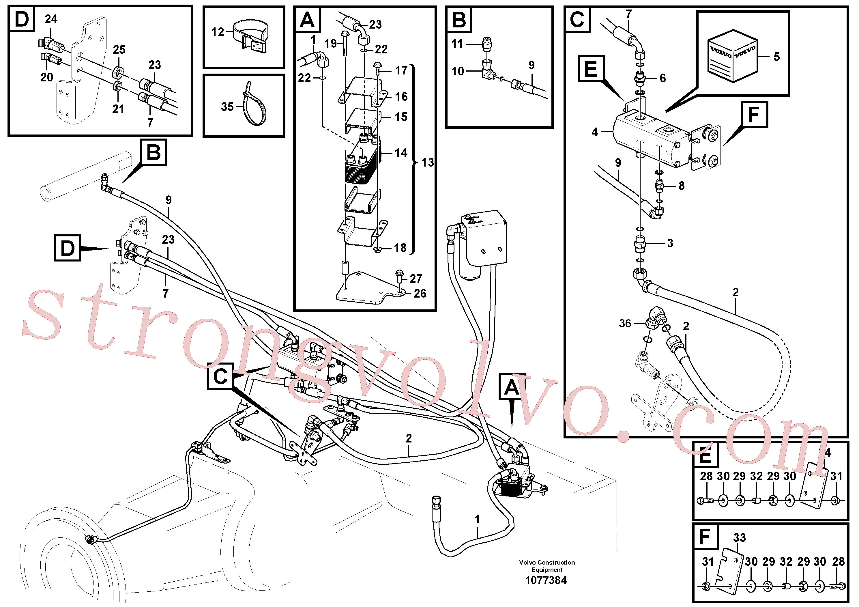 VOE11411143 Volvo Refrigerador de óleo, atrás, circuito do motor.(1077384 Montagem)