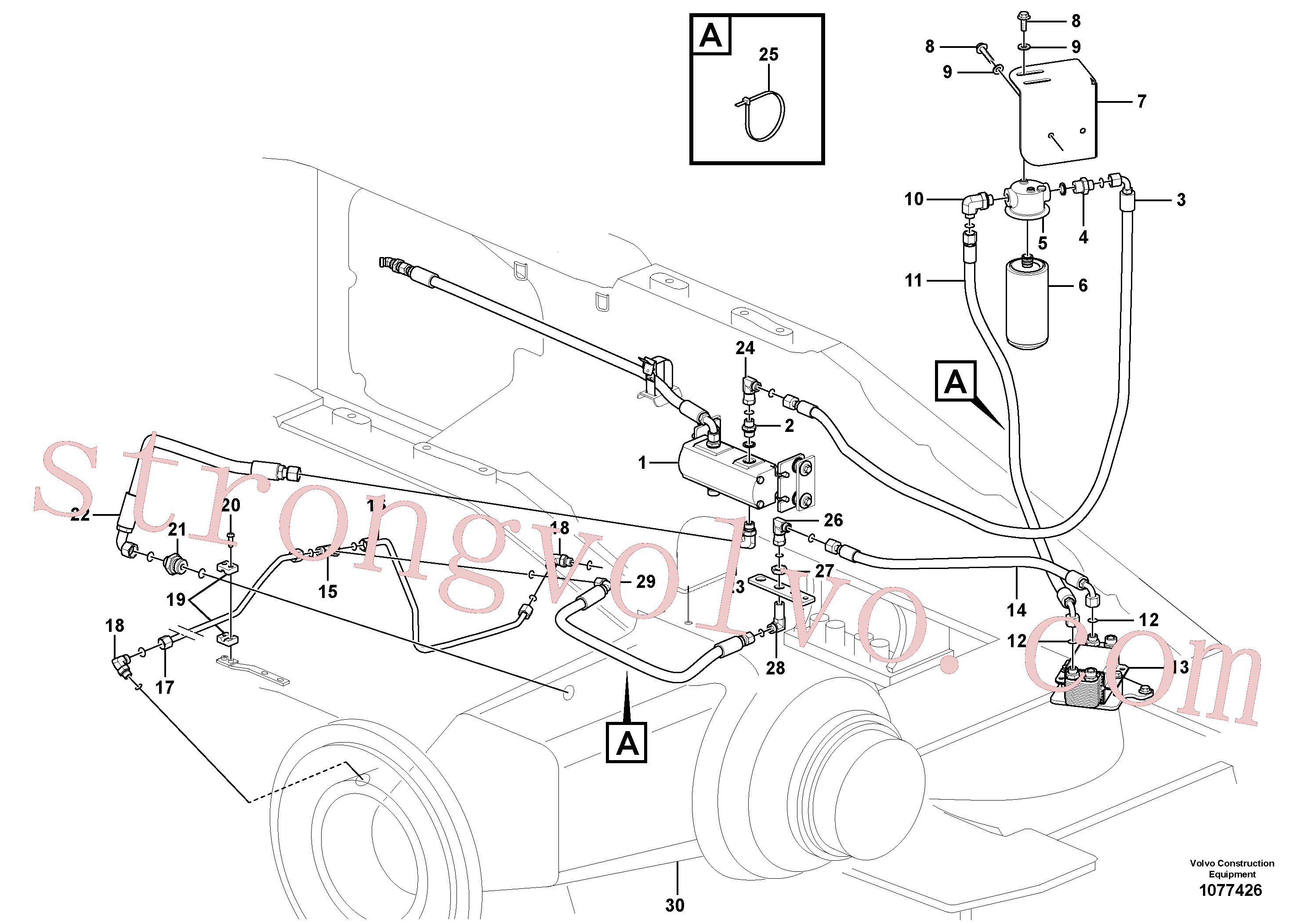 VOE15119181 Volvo Refrigerador de óleo, atrás, circuito da bomba.(1077426 Montagem)