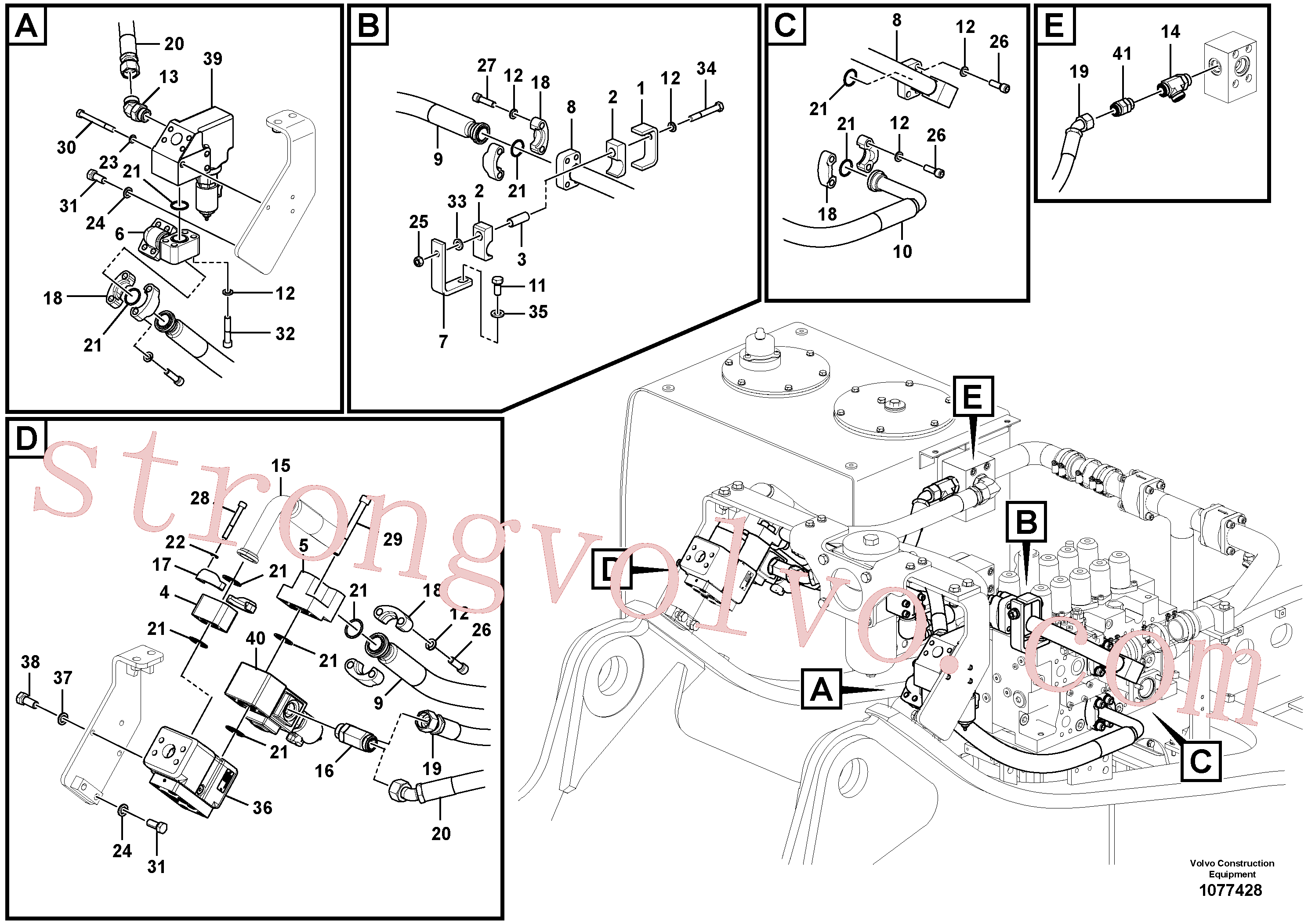 VOE14616409 Volvo Hidráulica de serviço, martelo e cortador para topo(1077428 Montagem)