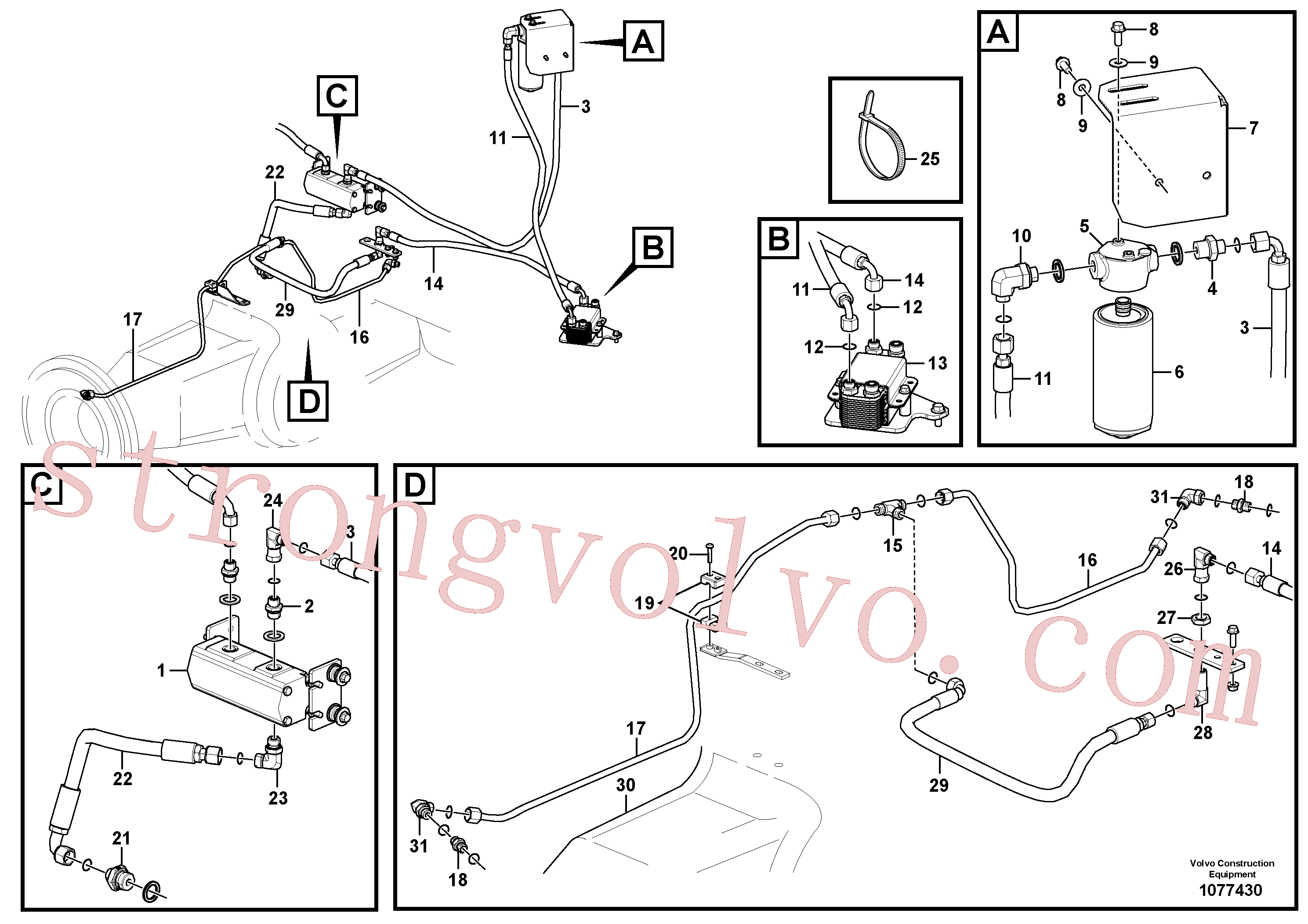 VOE15119181 Volvo Refrigerador de óleo, atrás, circuito da bomba.(1077430 Montagem)