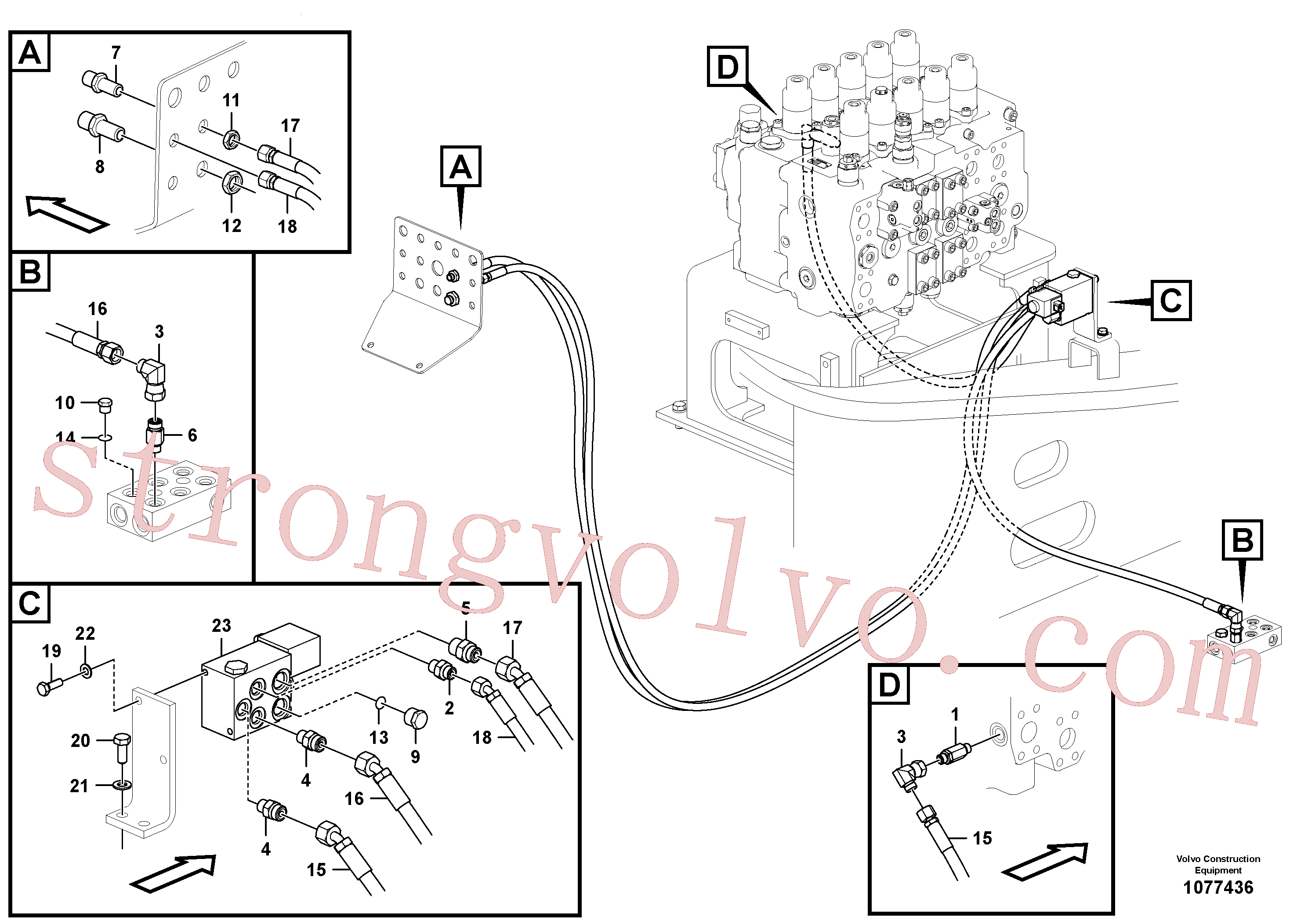 VOE937535 Volvo Hidráulica de serviço, encaixe rápido na estrutura superior(1077436 Montagem)