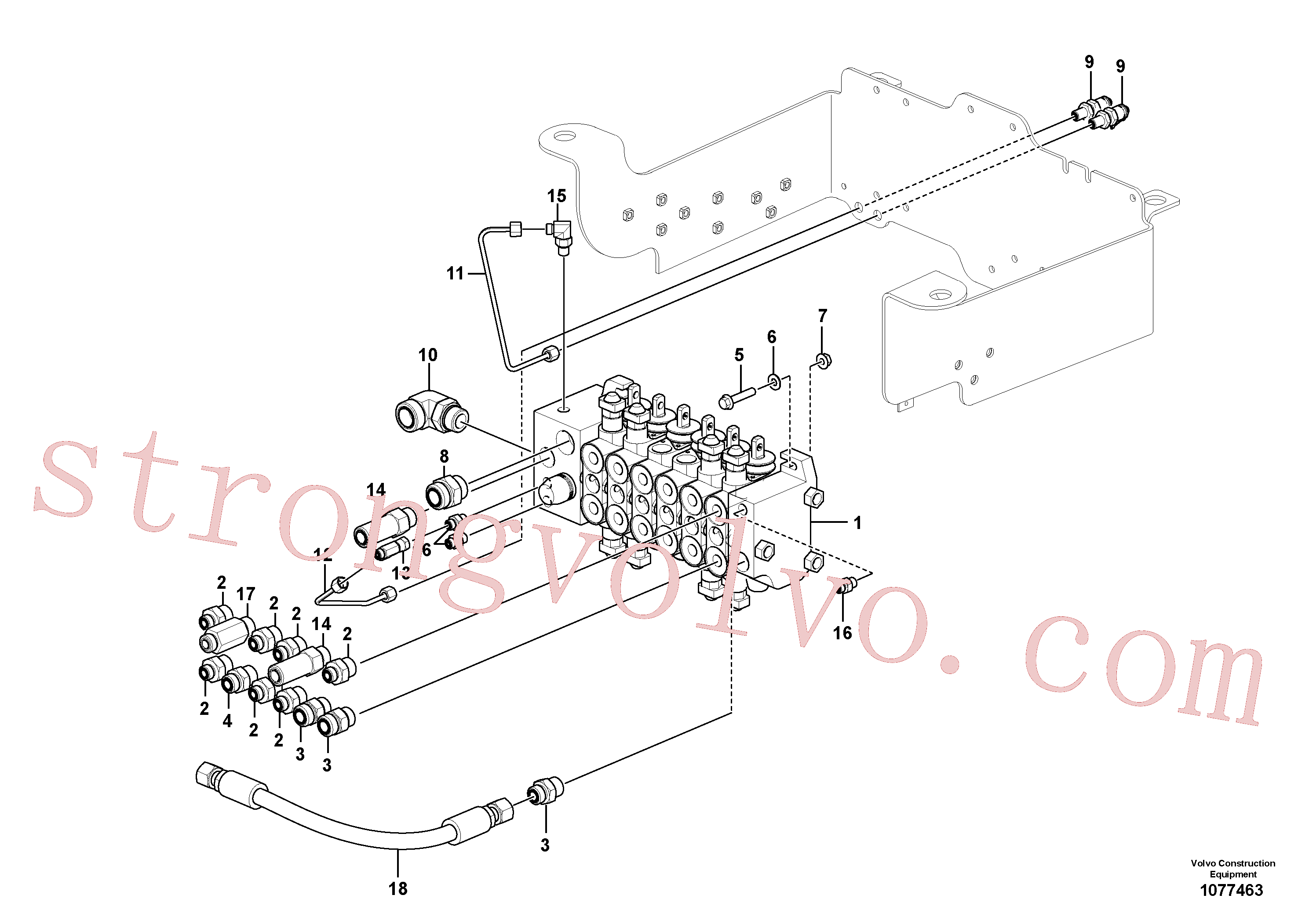 VOE15609481 Volvo Corpo da válvula com acessórios(1077463 Montagem)