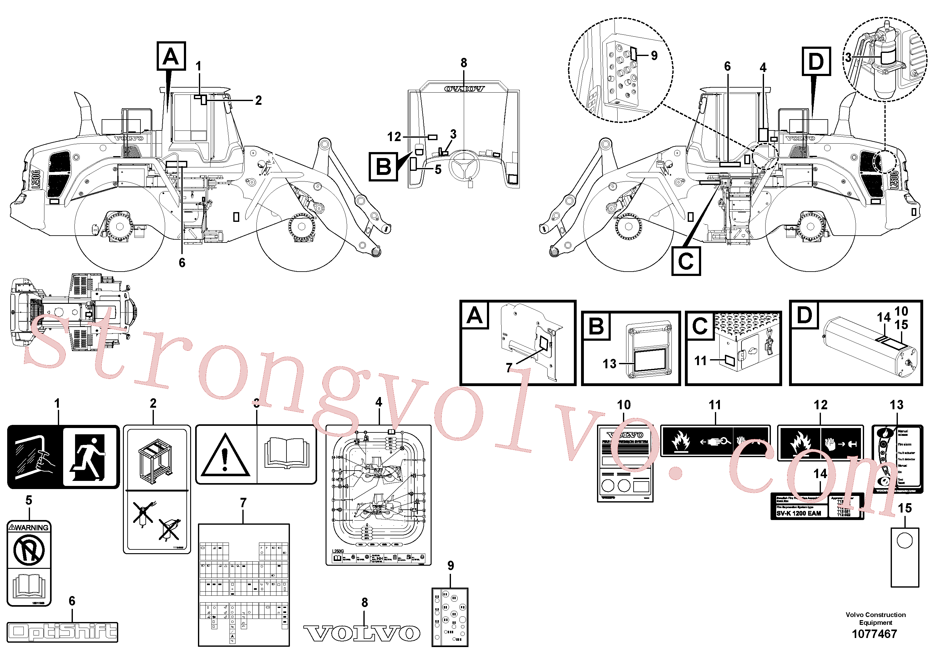 VOE15149324 Volvo Placas de sinalização e etiquetas adesivas(1077467 Montagem)