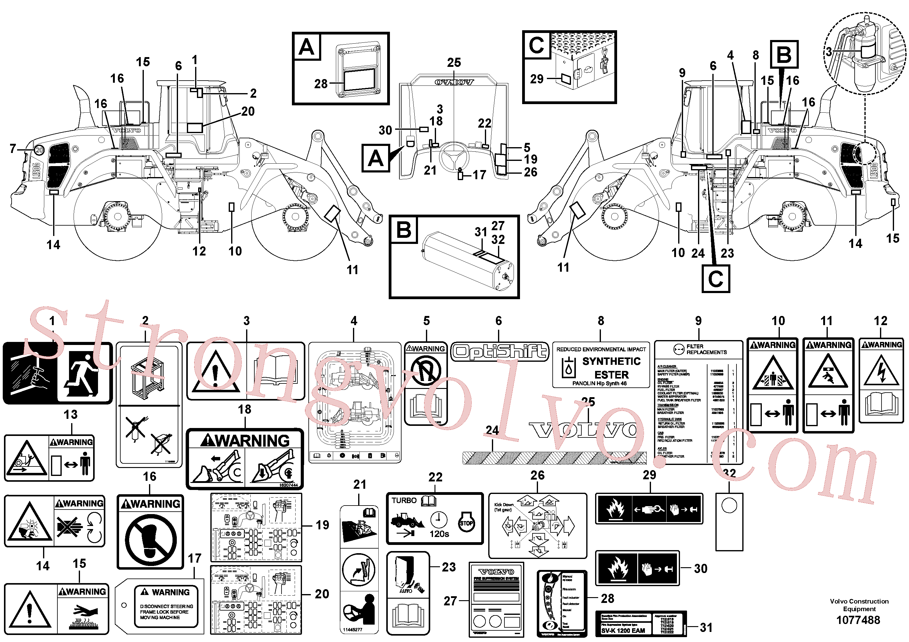 VOE15126559 Volvo Placas de sinalização e etiquetas adesivas(1077488 Montagem)