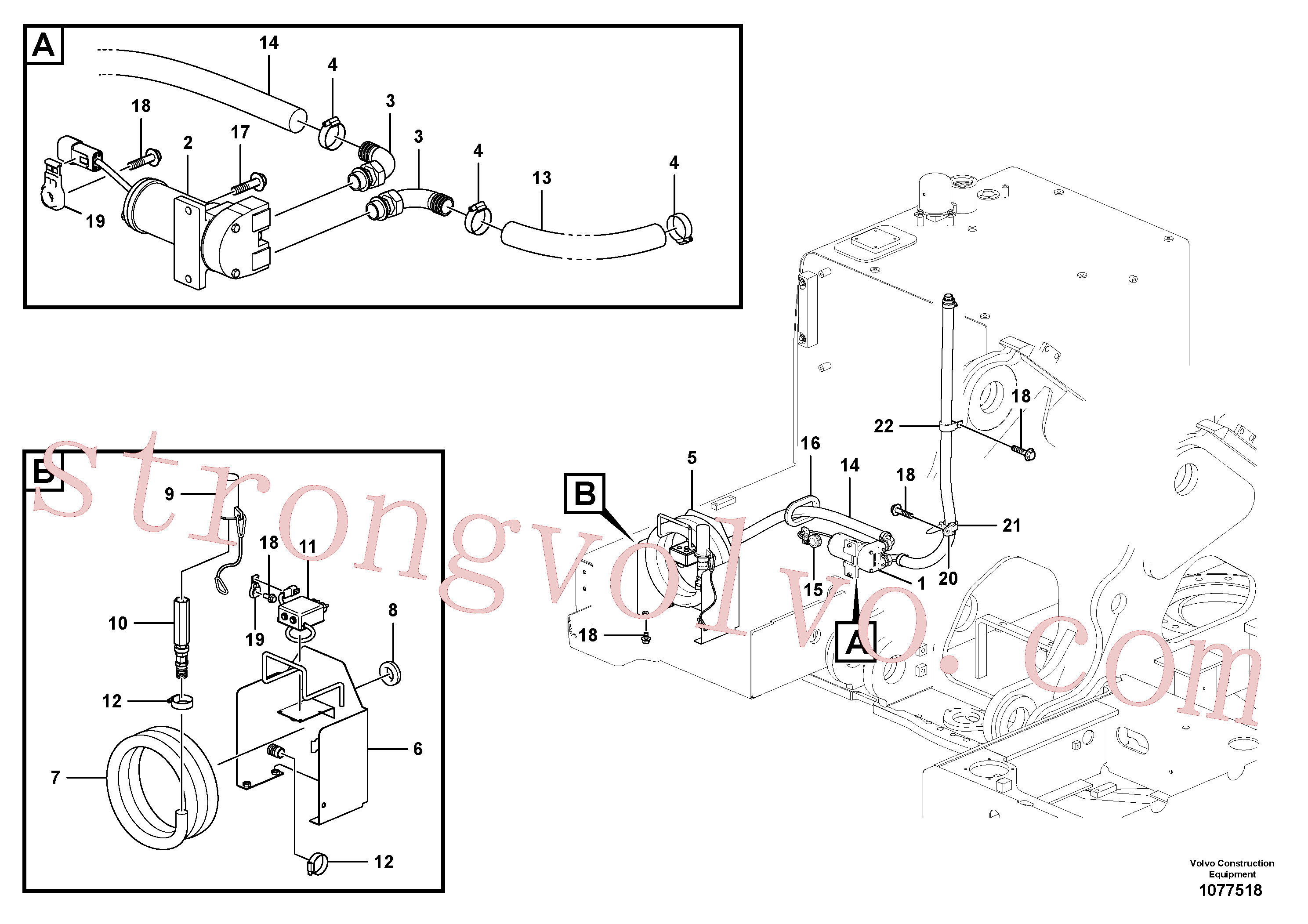 VOE14668074 Volvo Bomba de enchimento do combustível com detalhes de montagem(1077518 Montagem)