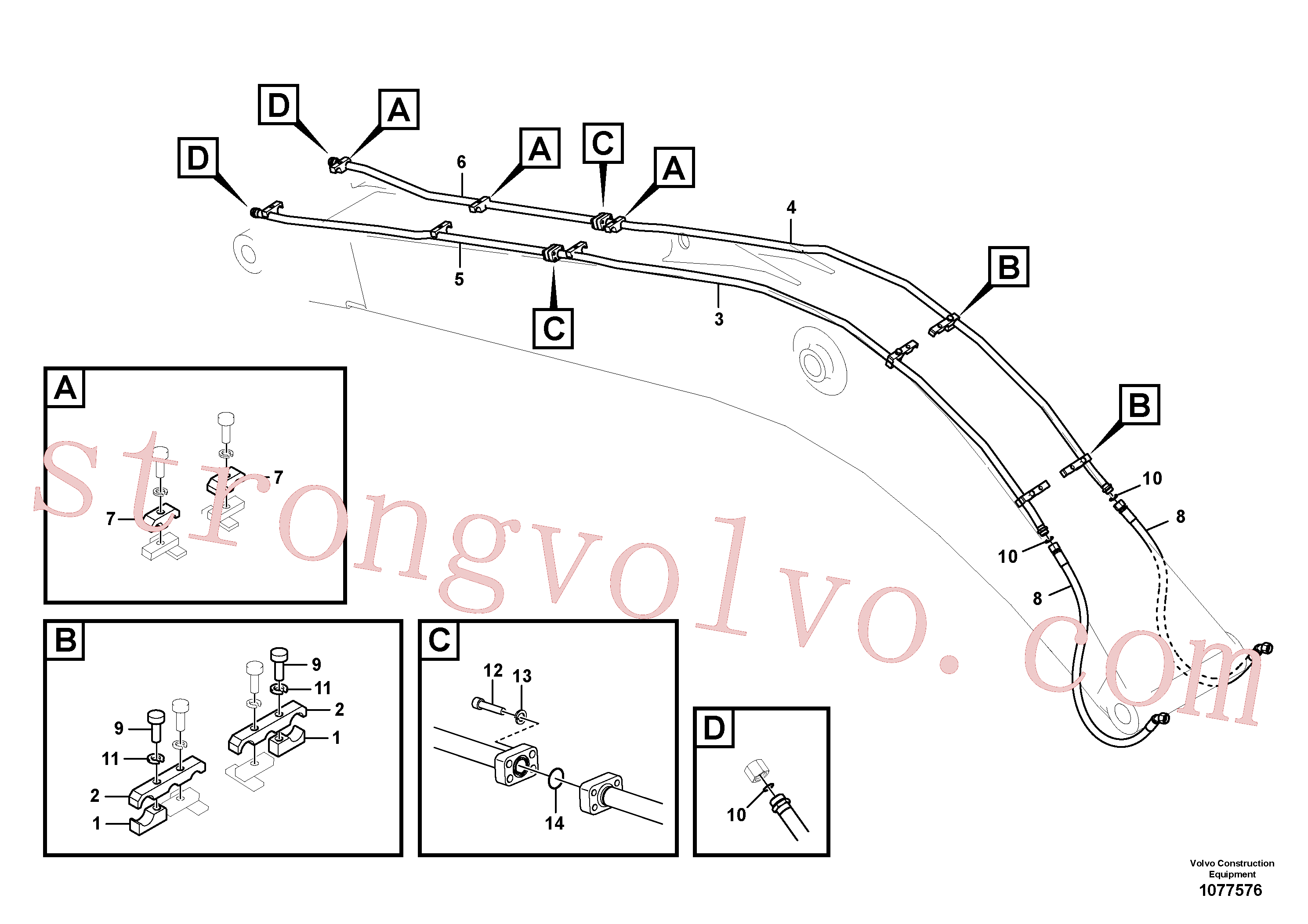 VOE14881243 Volvo Hidráulica de serviço, martelo e cortador para lança(1077576 Montagem)