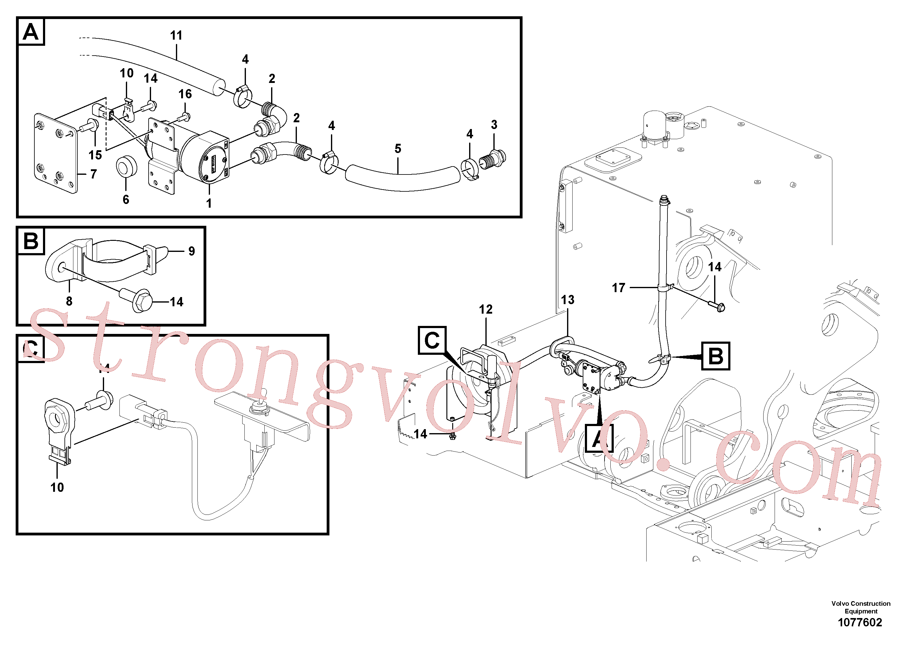 VOE14529351 Volvo Bomba de enchimento do combustível com detalhes de montagem(1077602 Montagem)