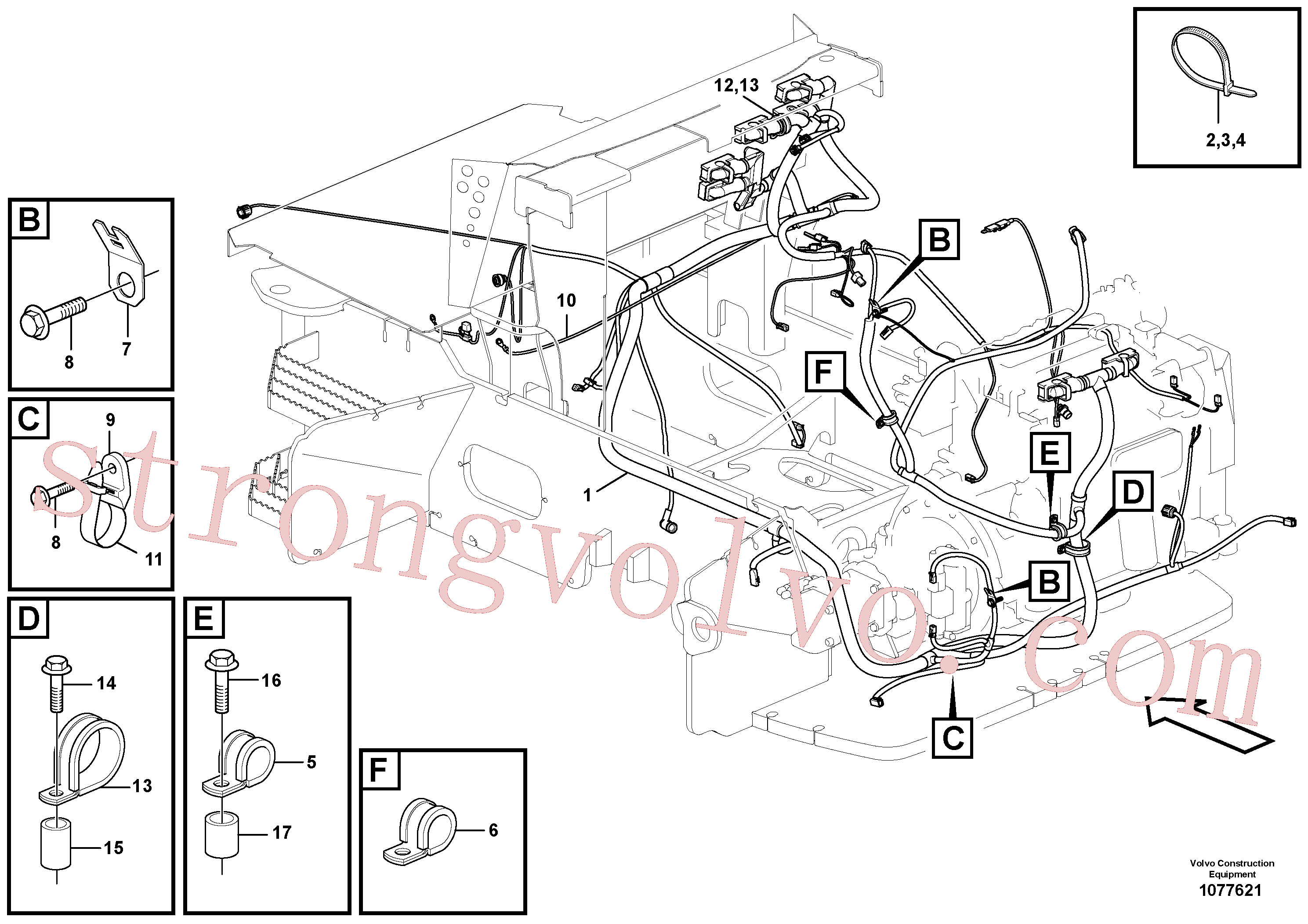 VOE930430 Volvo Cablagem, traseira(1077621 Montagem)