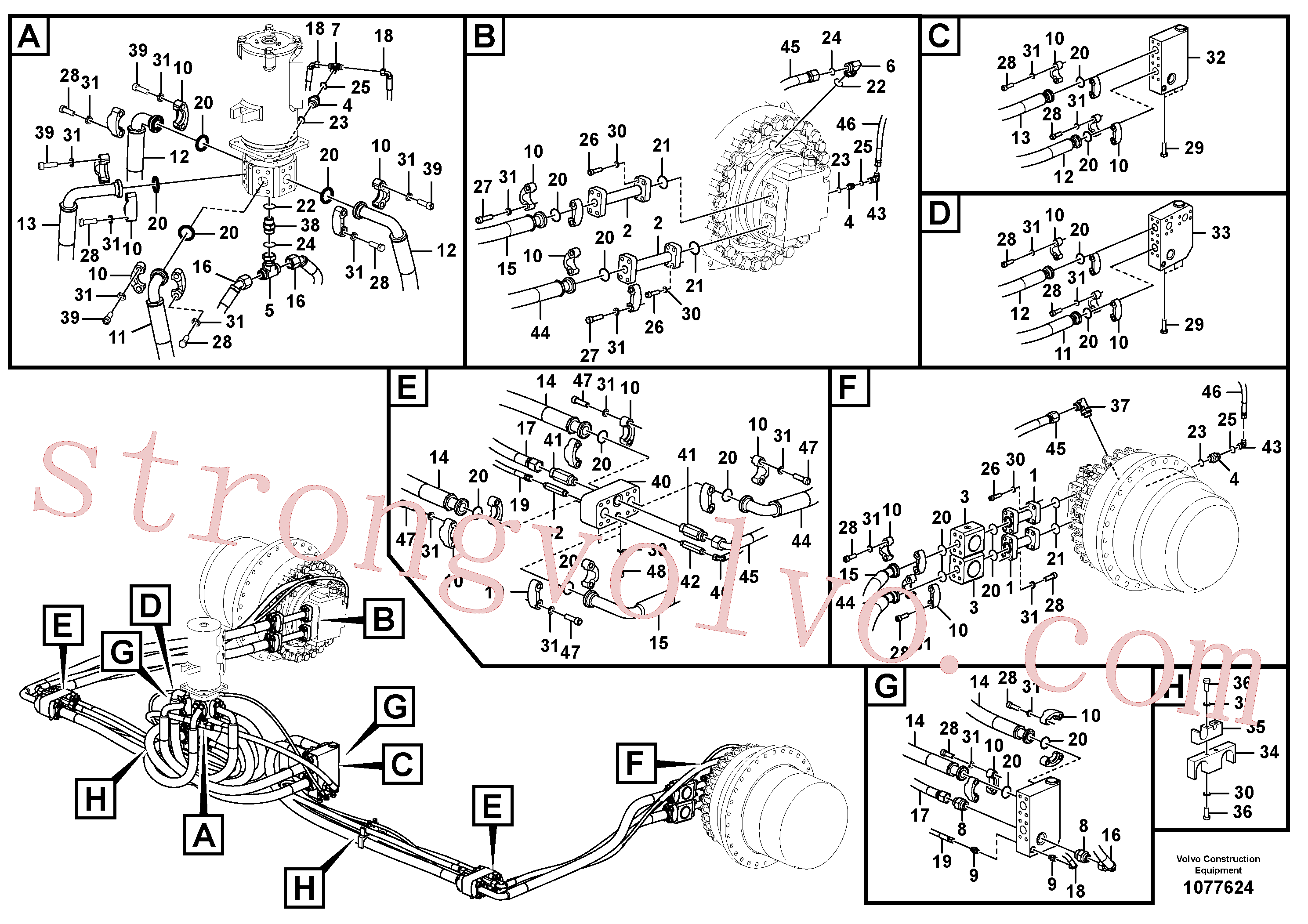 VOE15055576 Volvo Linha da rótula, rótula ao motor de curso(1077624 Montagem)