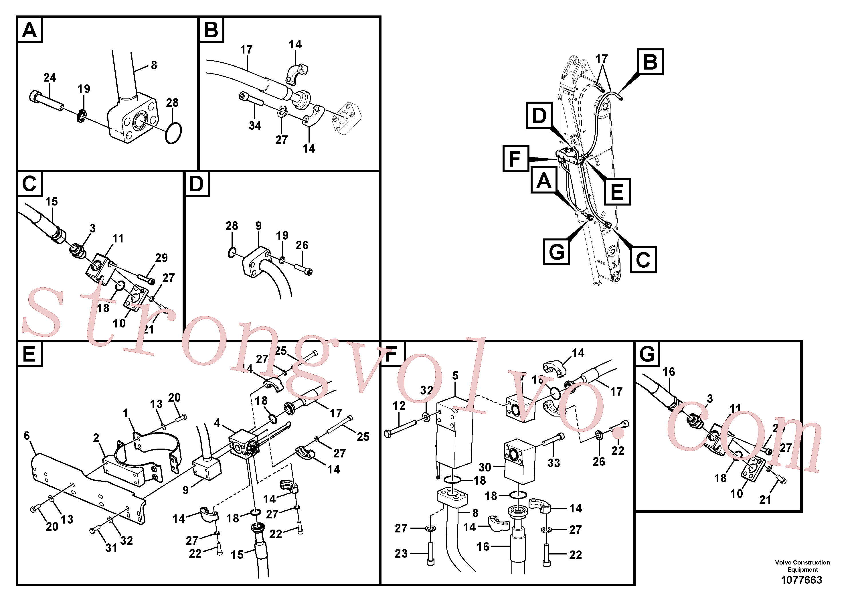 VOE17200448 Volvo Hidráulica de serviços, balde articulado(1077663 Montagem)