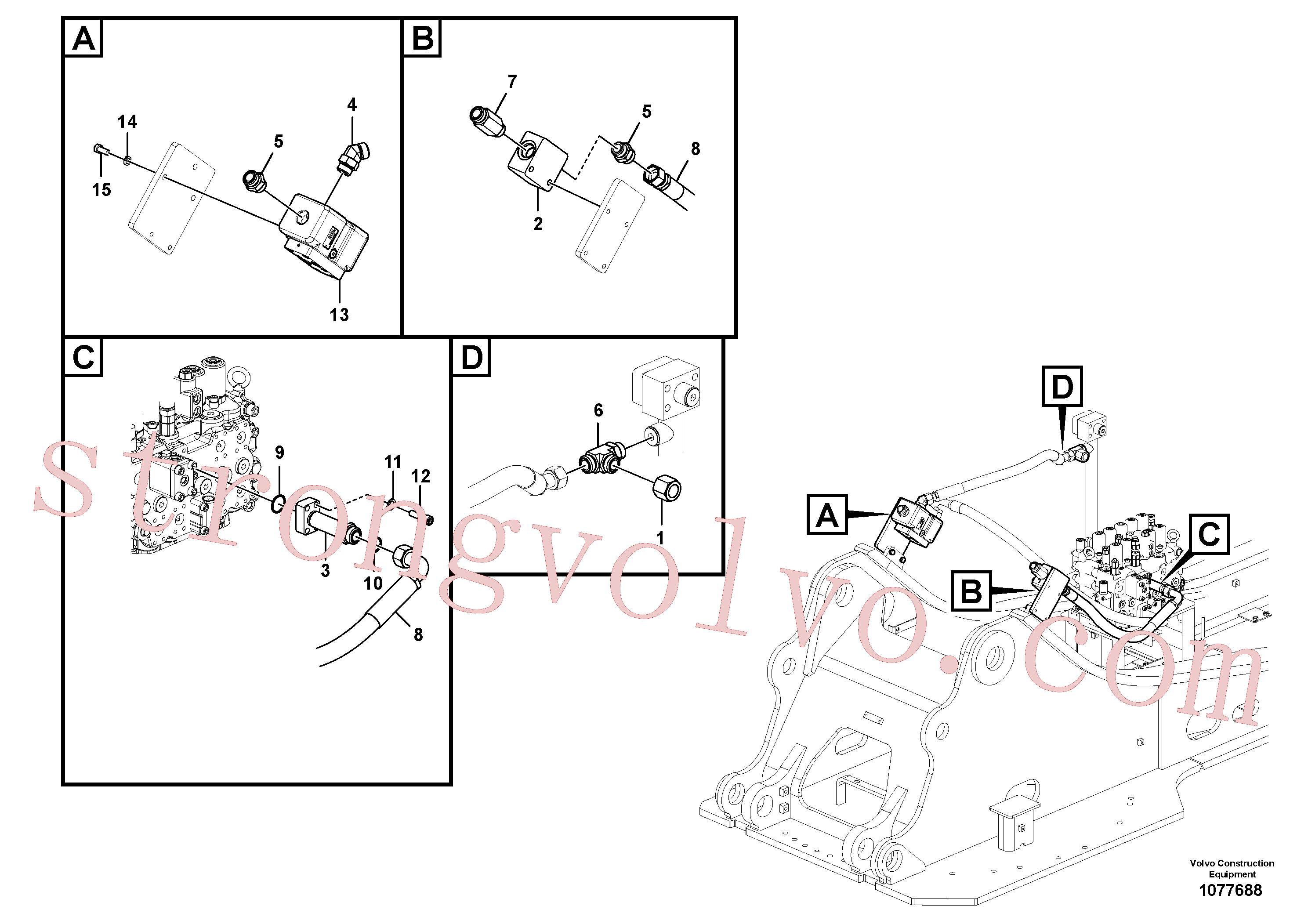 VOE937167 Volvo Hidráulica de serviço, martelo e cortador para topo(1077688 Montagem)