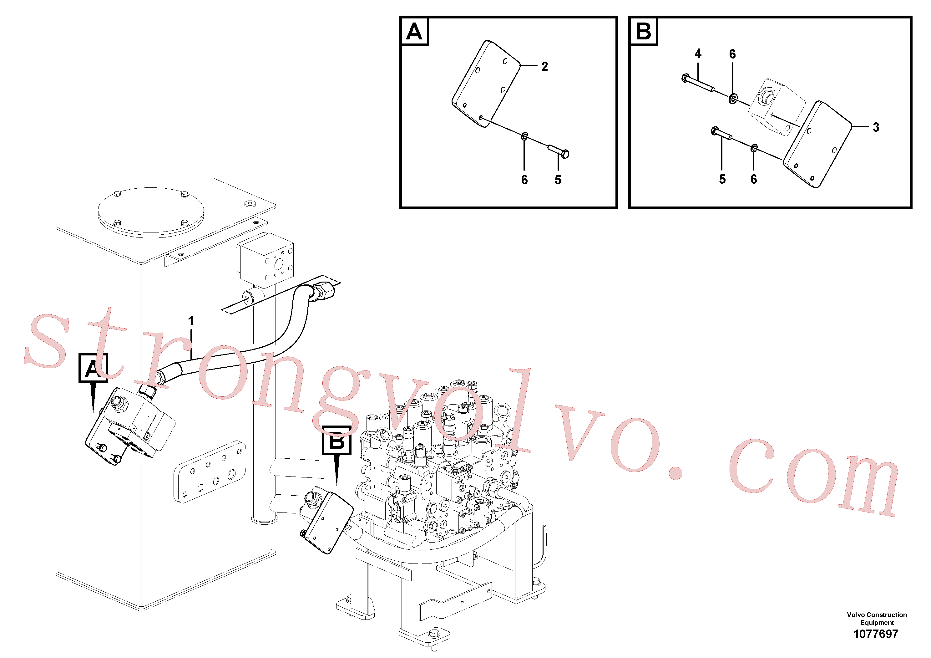 VOE938119 Volvo Hidráulica de serviço, martelo e cortador para topo(1077697 Montagem)