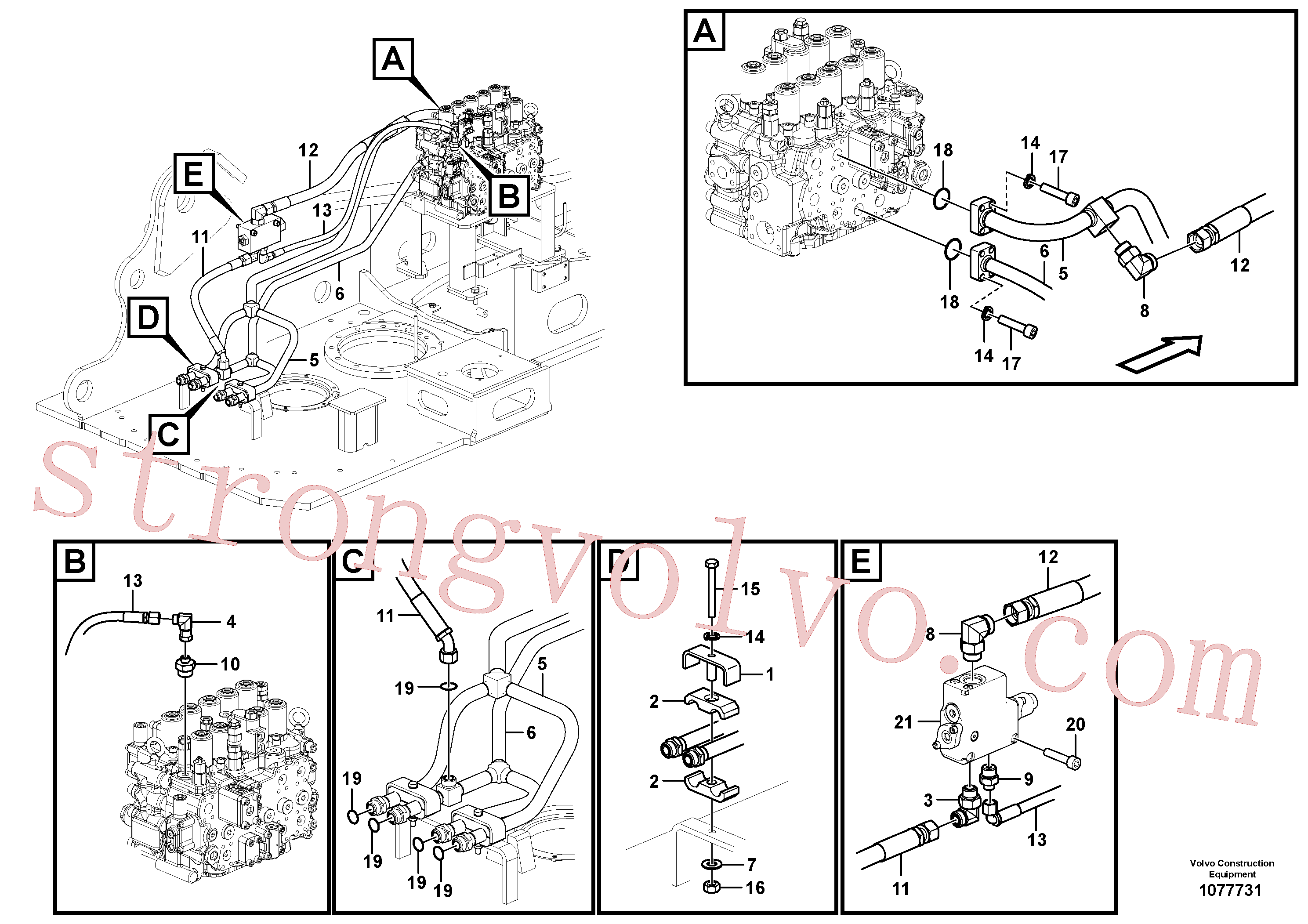 VOE14677901 Volvo Sistema hidráulico, válvula de comando da lança e articulação(1077731 Montagem)