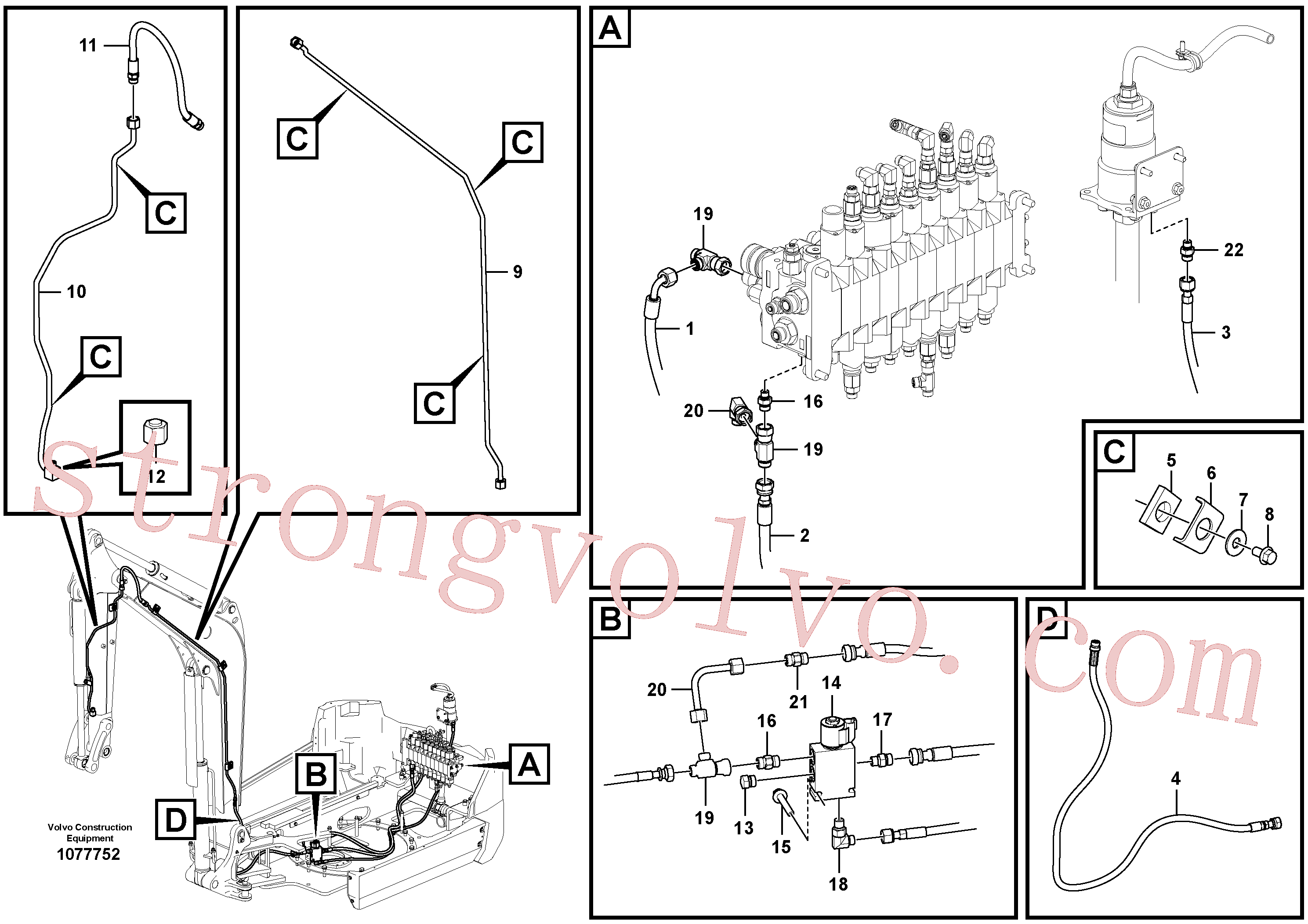 Atacado VOE16220166 Tubo Volvo escavadeira
