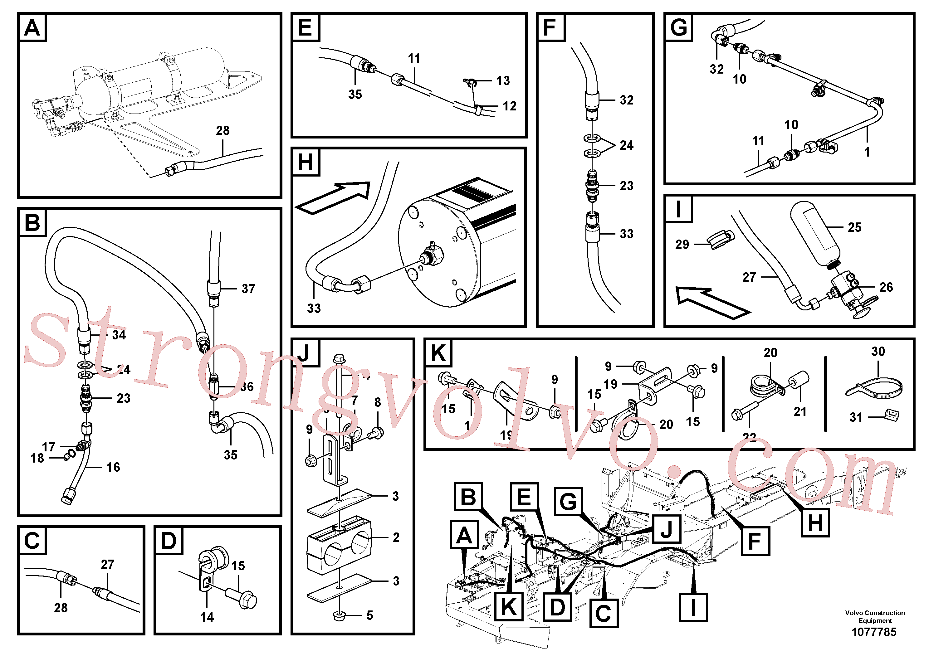 VOE15108324 Volvo Sistema de extinção(1077785 Montagem)