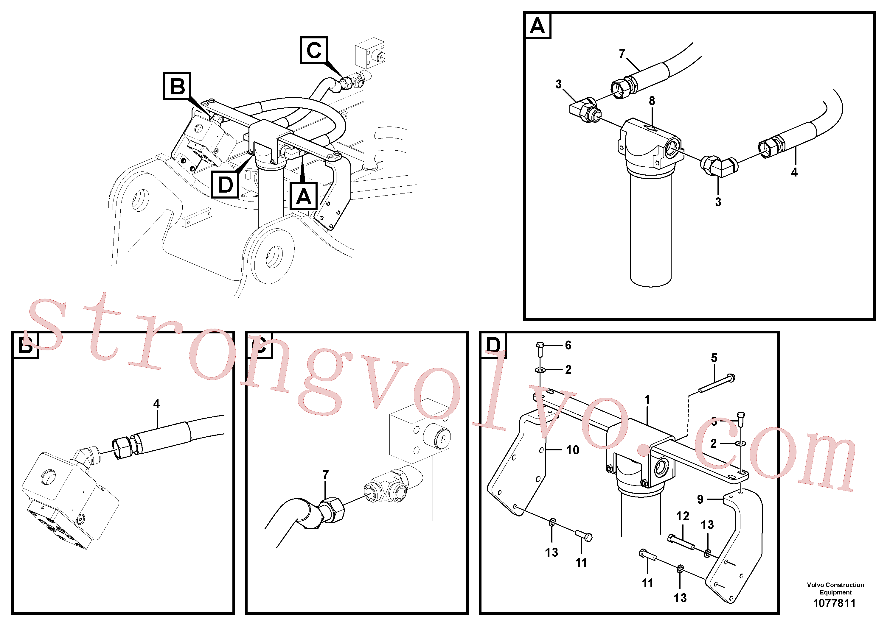 VOE991638 Volvo Hidráulica de serviço, martelo e cortador para filtro de retorno(1077811 Montagem)