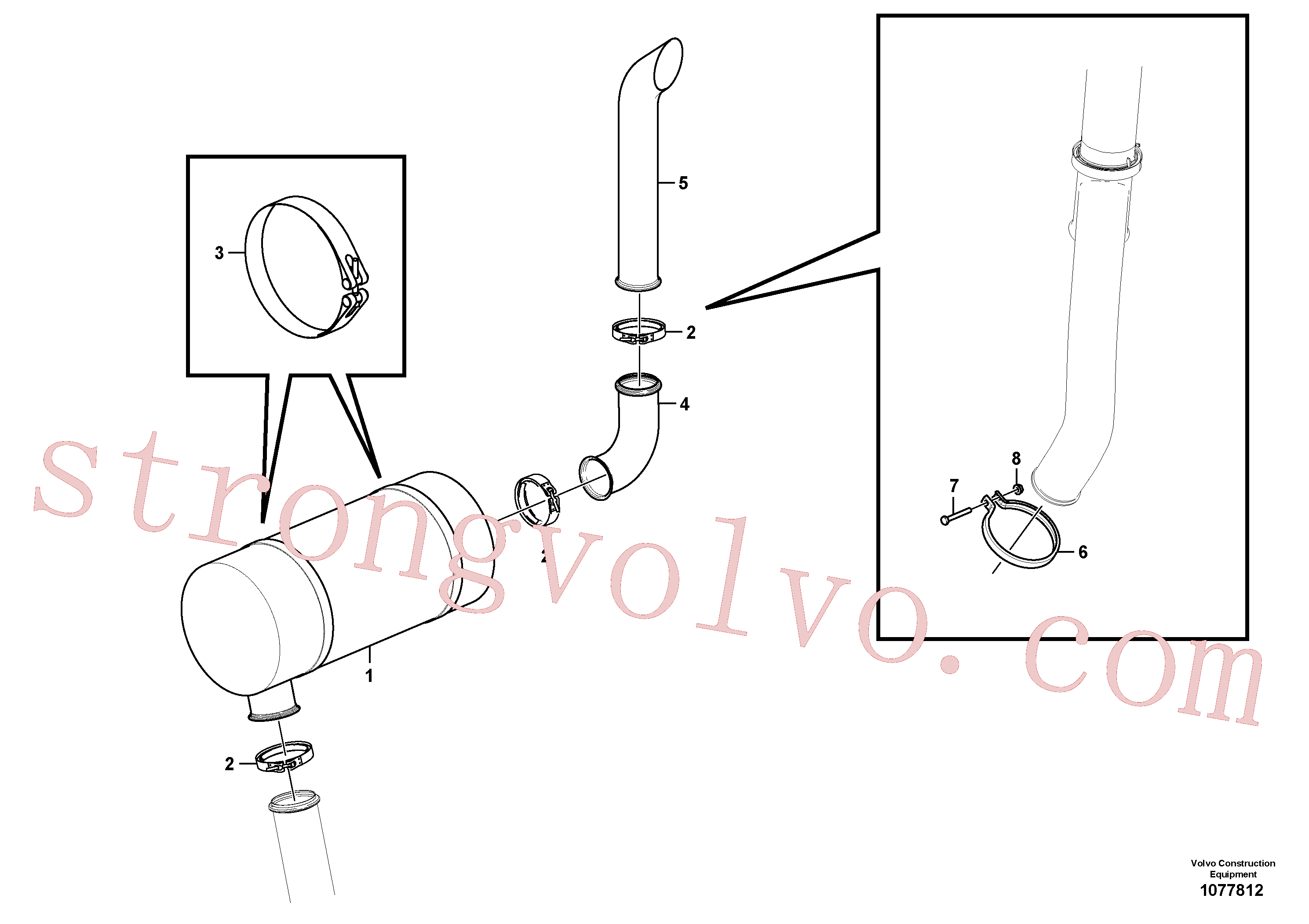 VOE1629499 Volvo Silenciador com acessórios(1077812 Montagem)