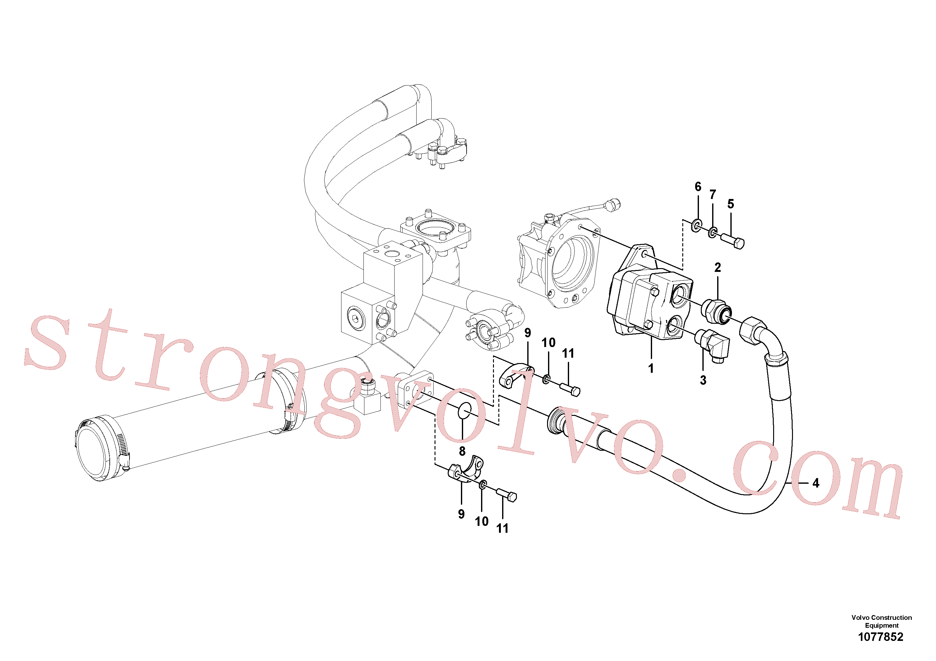 VOE936618 Volvo Sistema hidráulico, sistema refrigerante do óleo(1077852 Montagem)