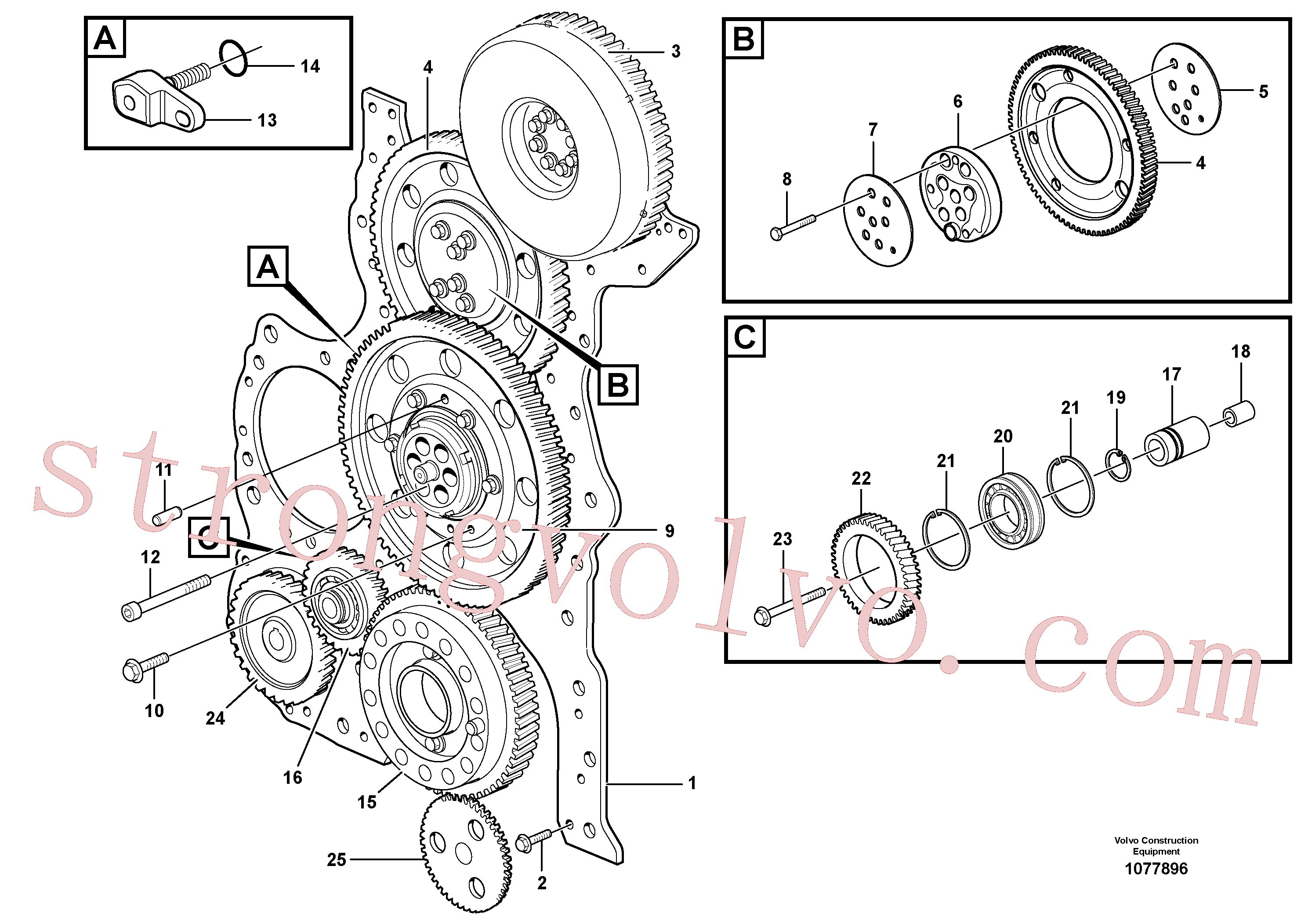 VOE950564 Volvo Engrenagem da distribuição(1077896 Montagem)