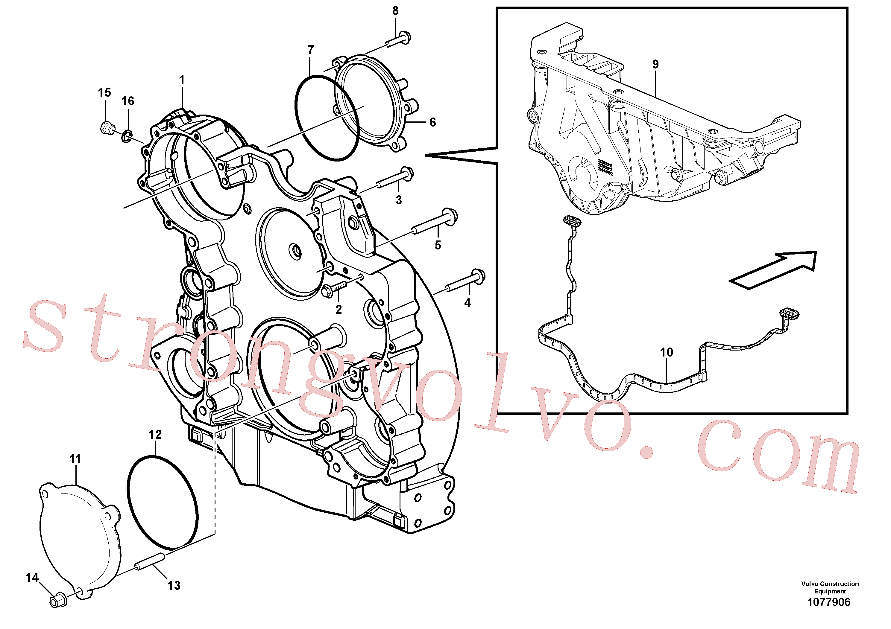 VOE976068 Volvo Alojamento do volante do motor(1077906 Montagem)
