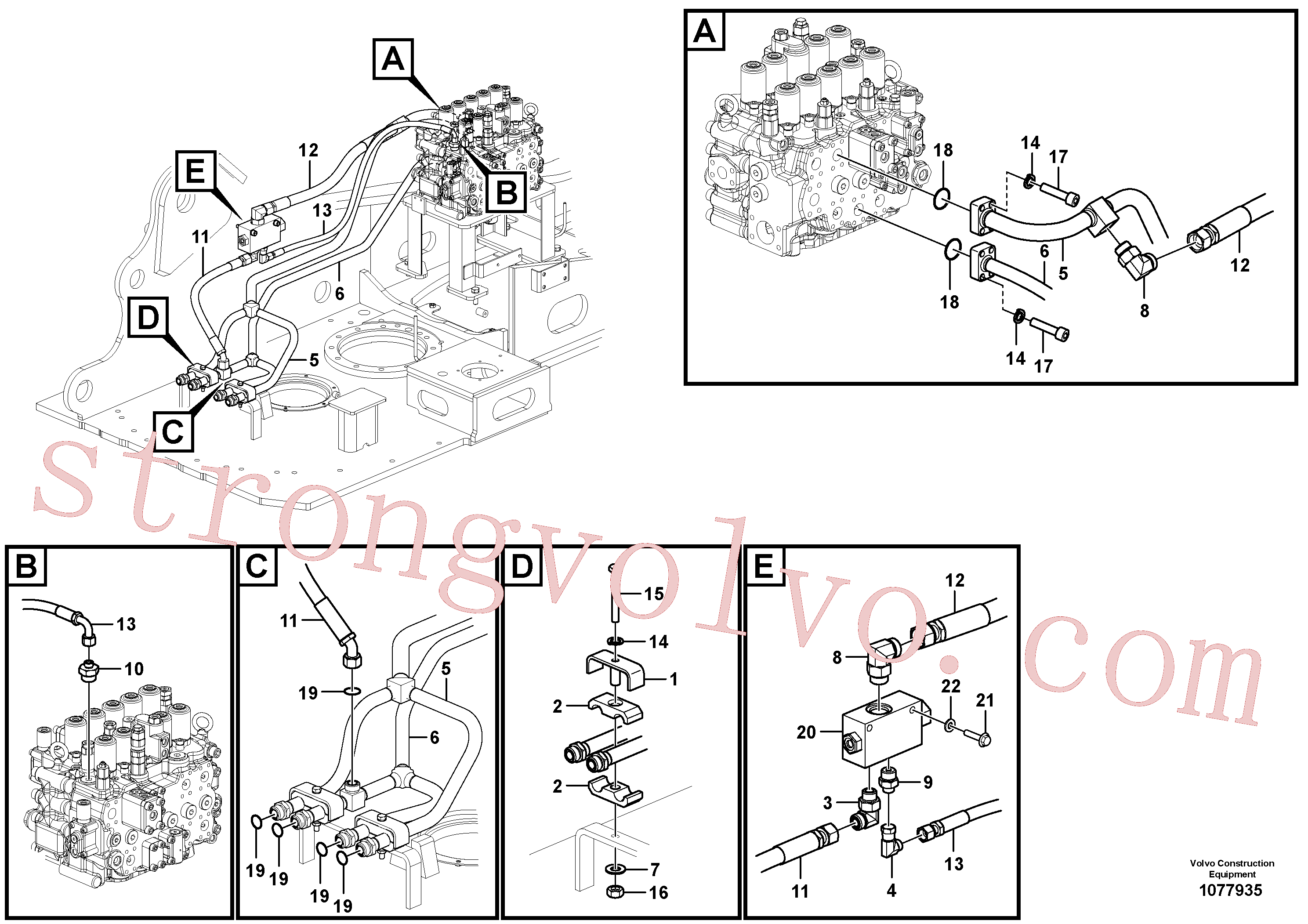 VOE14677901 Volvo Sistema hidráulico, válvula de comando da lança e articulação(1077935 Montagem)