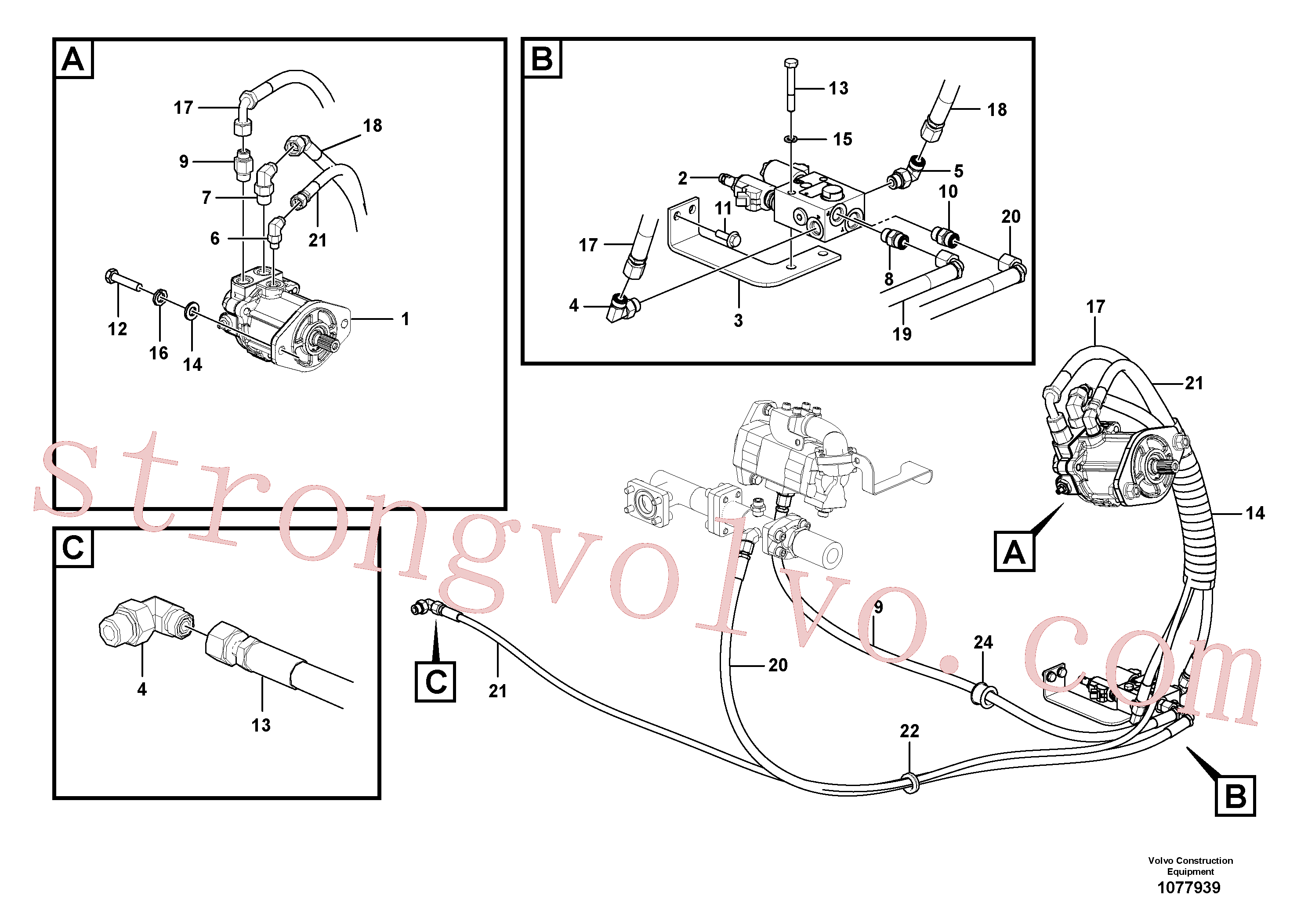 VOE14618070 Volvo Sistema hidráulico, sistema refrigerante do óleo(1077939 Montagem)