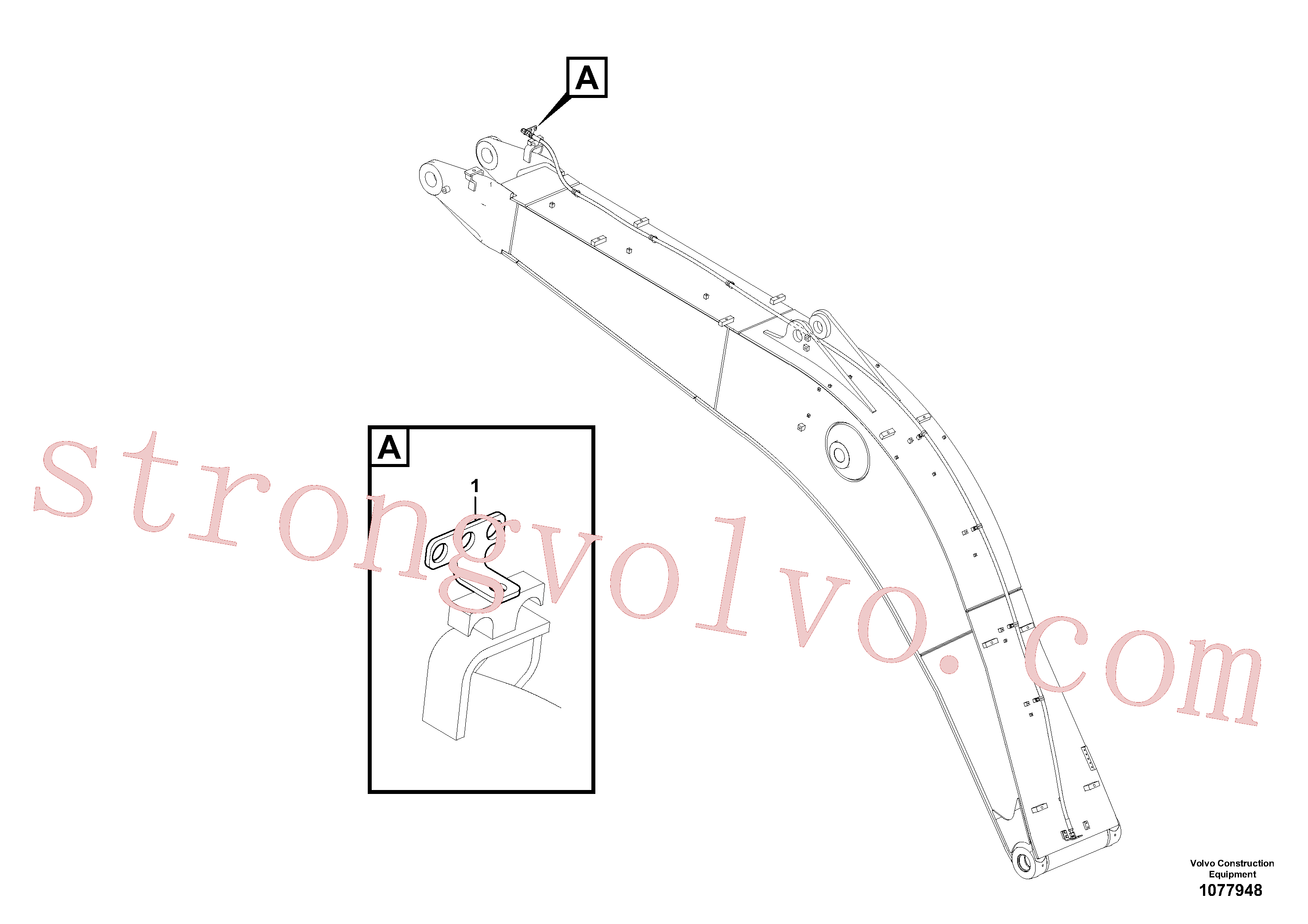 VOE14535711 Volvo Hidráulica de serviço, fuga de óleo na lança(1077948 Montagem)