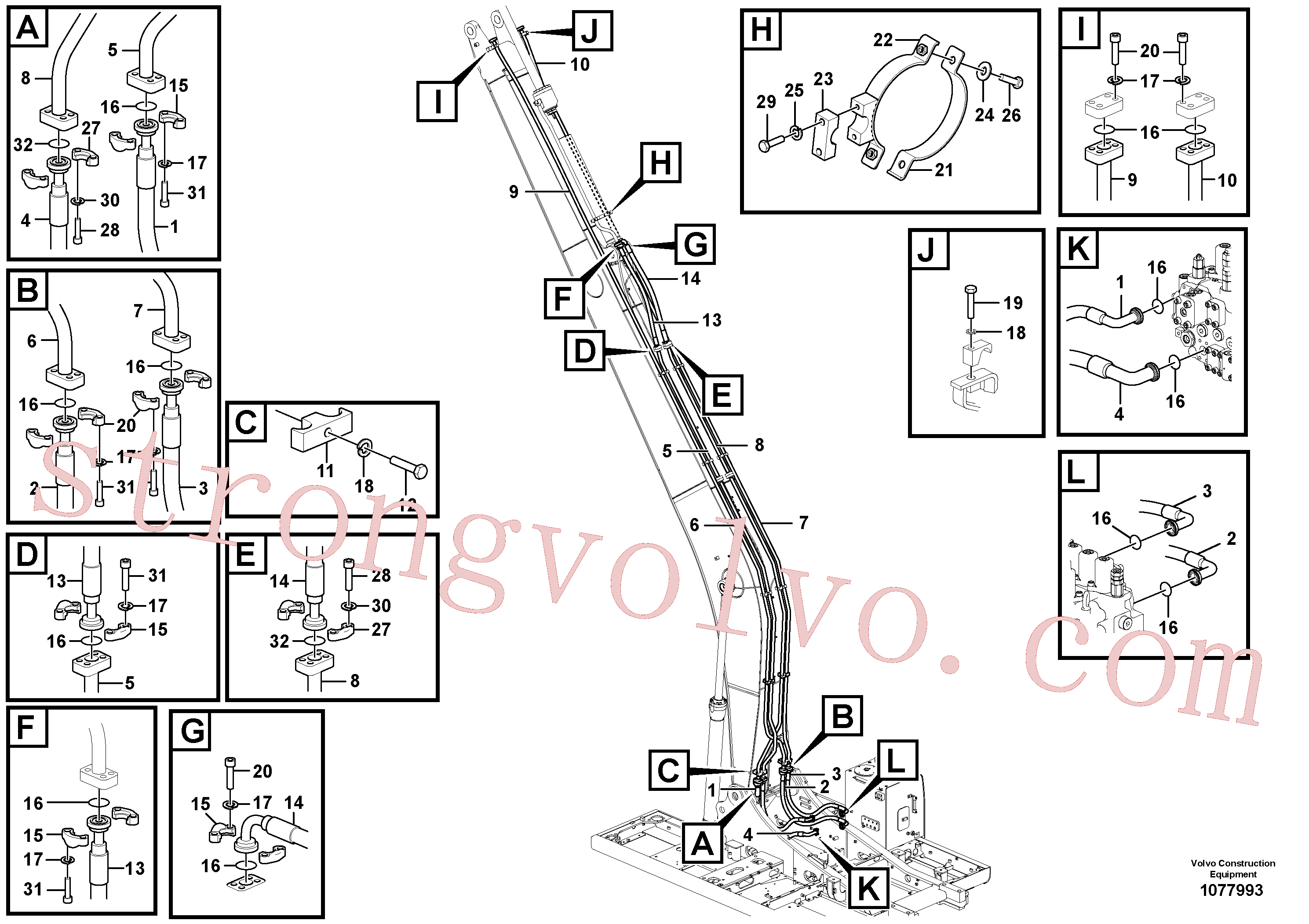 Atacado VOE14700897 Mangueira completa Volvo escavadeira