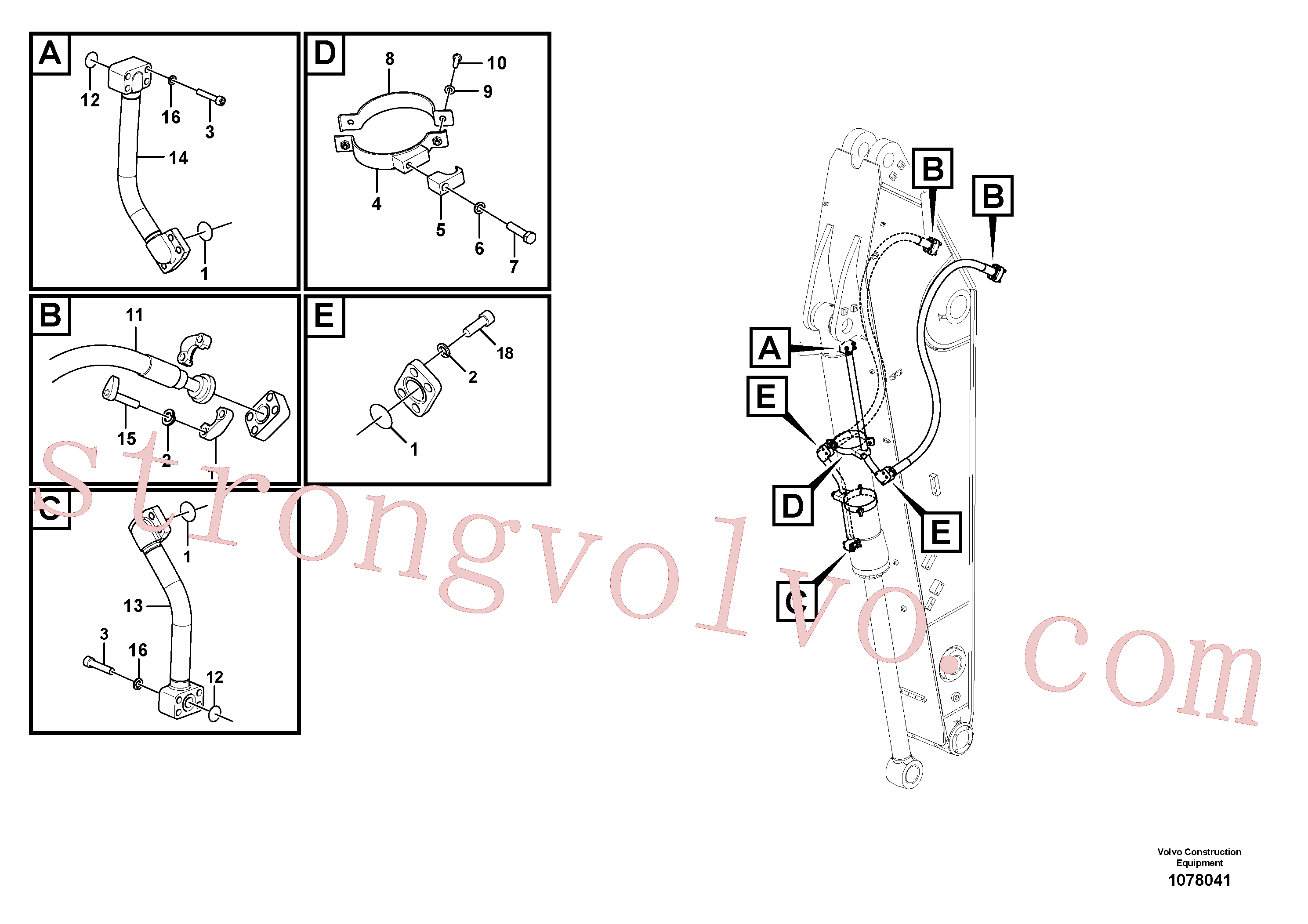 China Made VOE14677922 Tubo Volvo Acessórios para escavadeira
