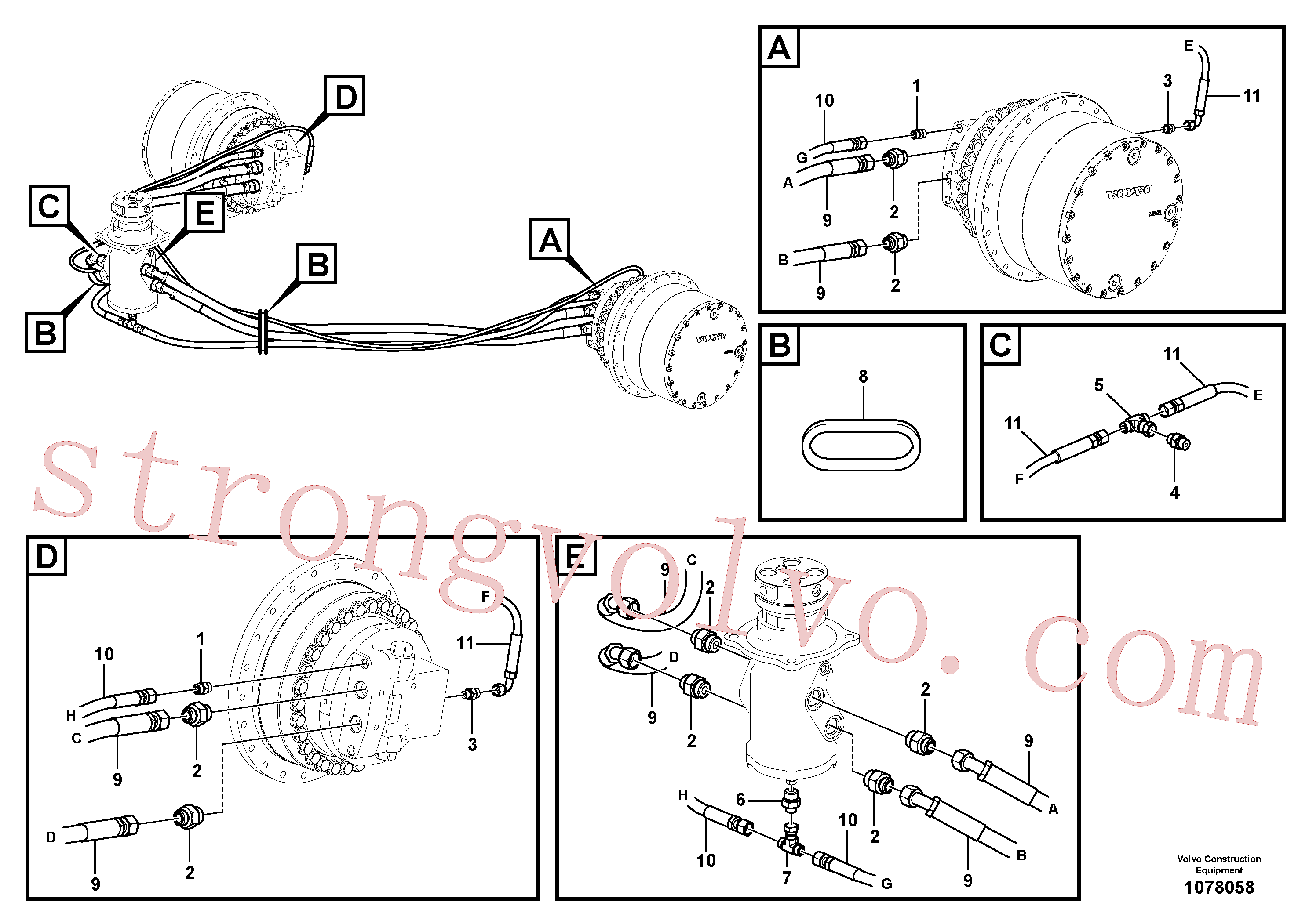 PJ5471014 Volvo Linha da rótula, rótula ao motor de curso(1078058 Montagem)