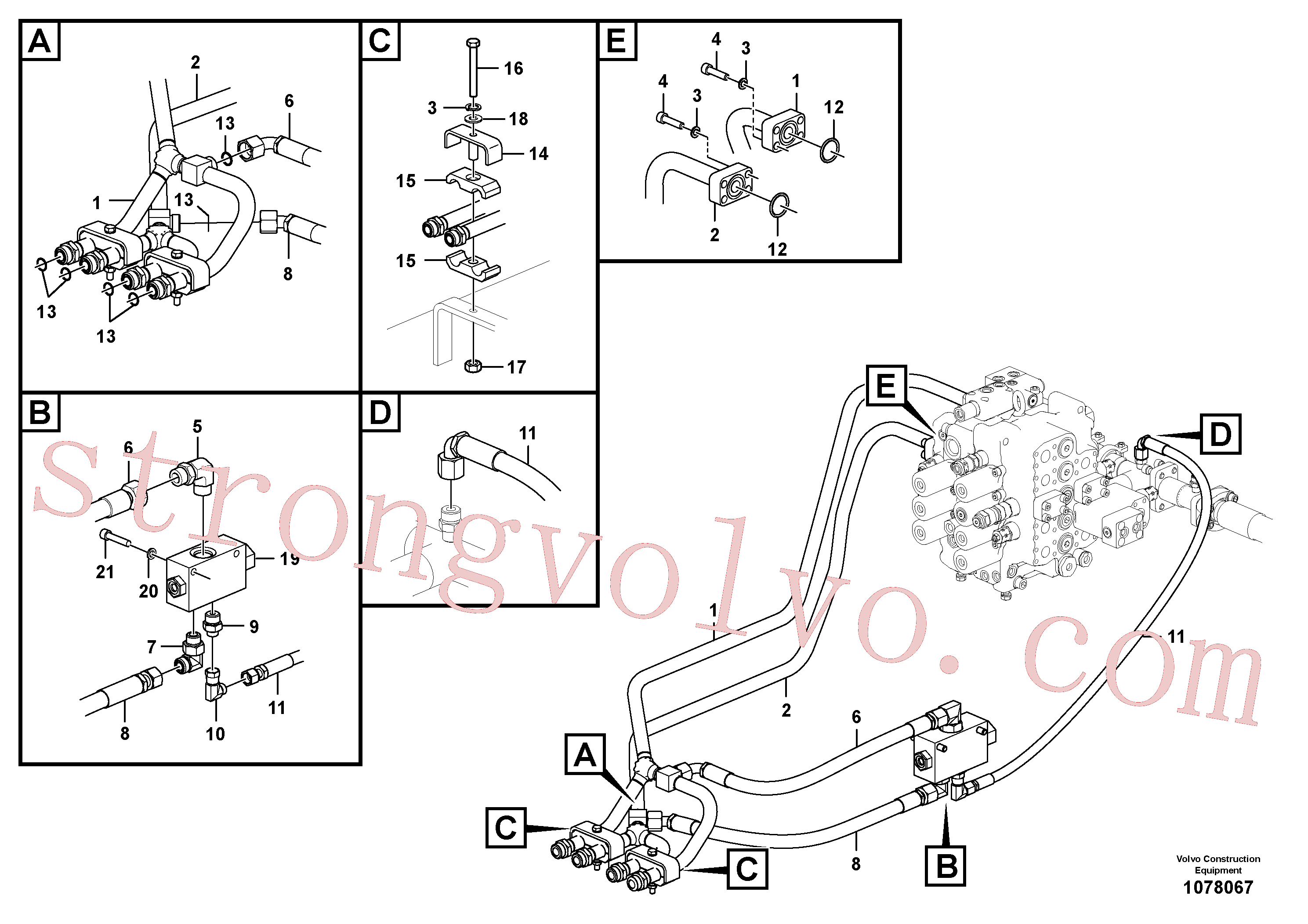 VOE984082 Volvo Sistema hidráulico, válvula de comando da lança e articulação(1078067 Montagem)
