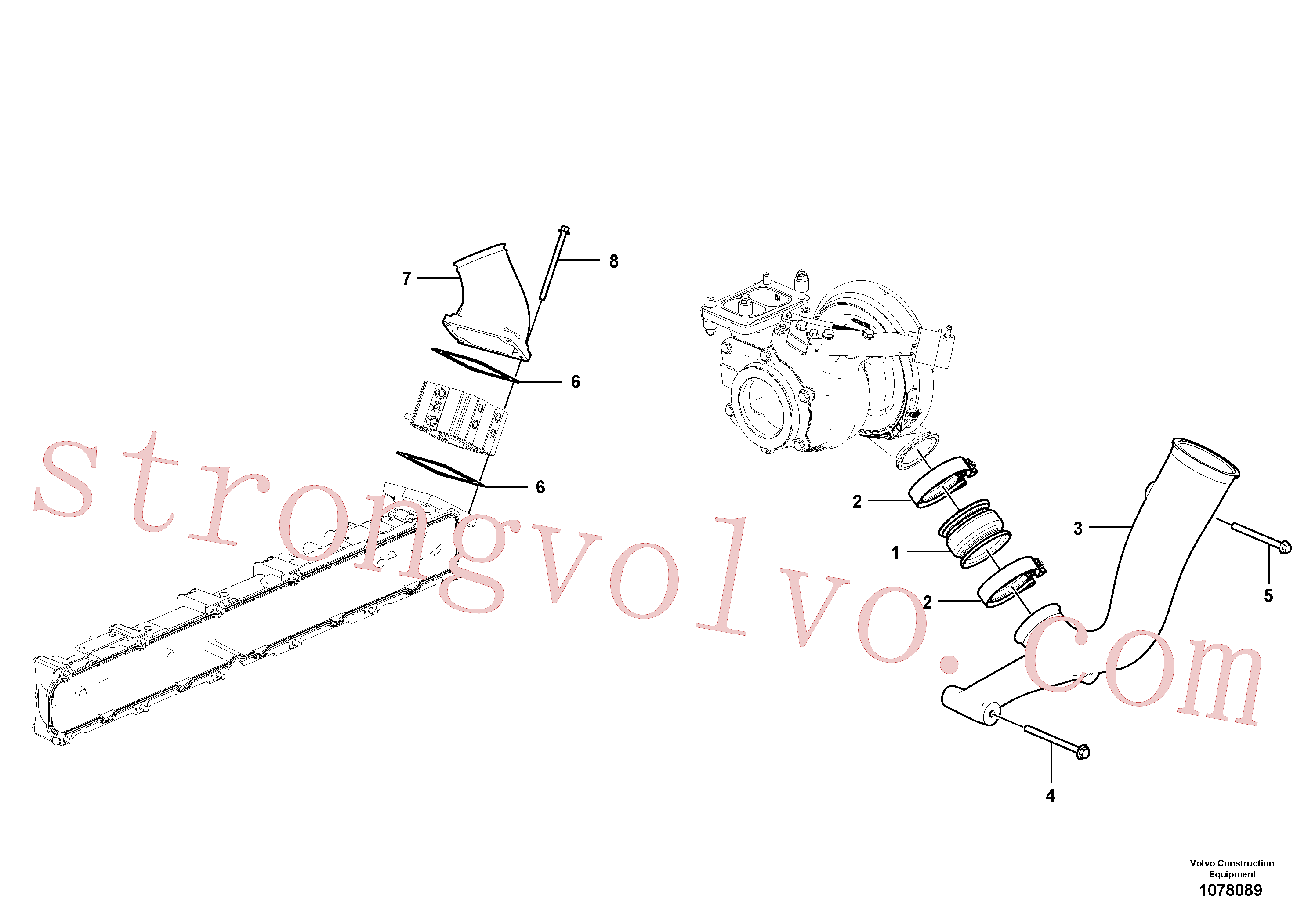 VOE984744 Volvo Arrefecedor de ar comprimido, tubagem(1078089 Montagem)