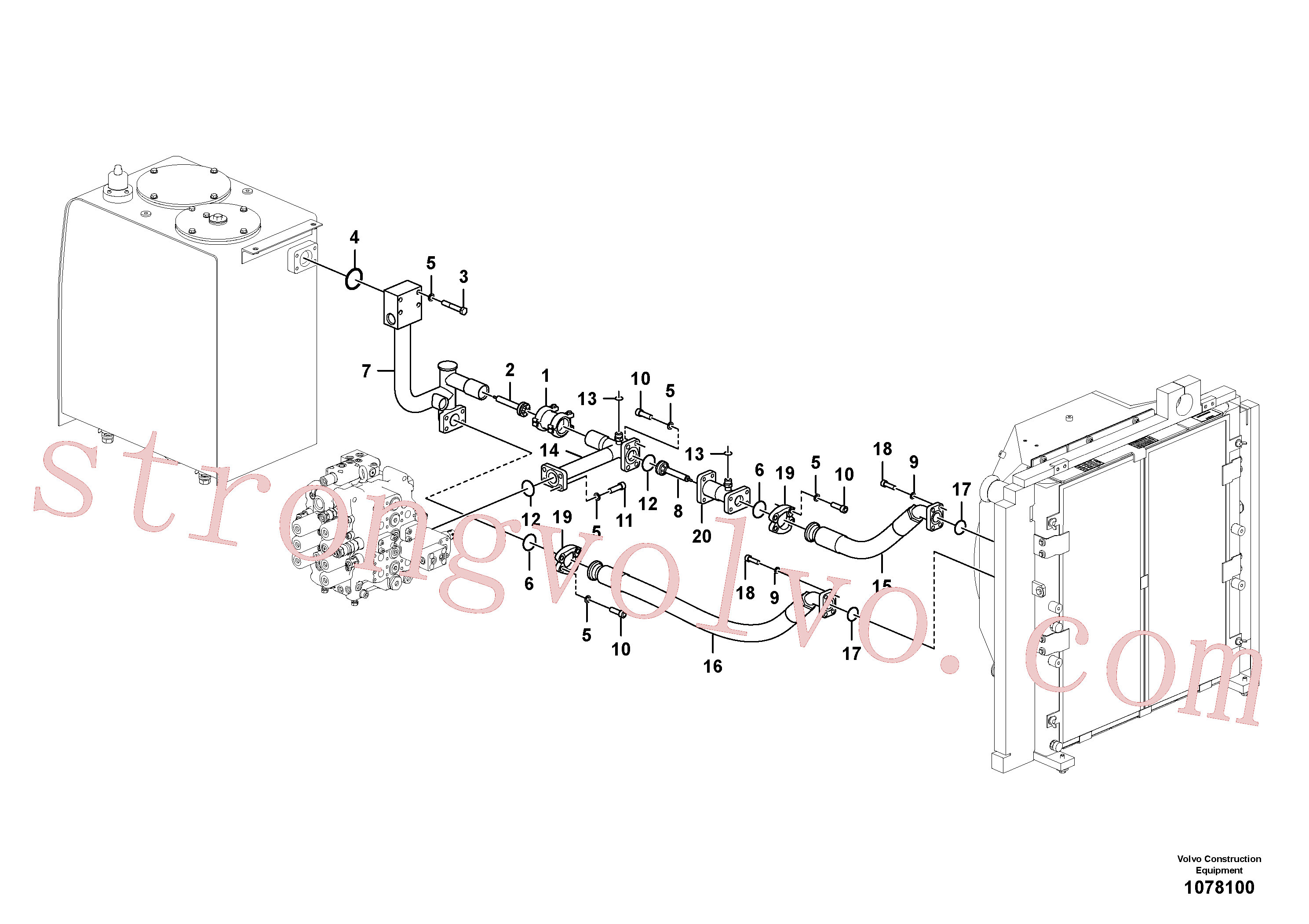 VOE14509667 Volvo Sistema hidráulico, tanque hidráulico para o refrigerador de óleo hidráulico(1078100 Montagem)
