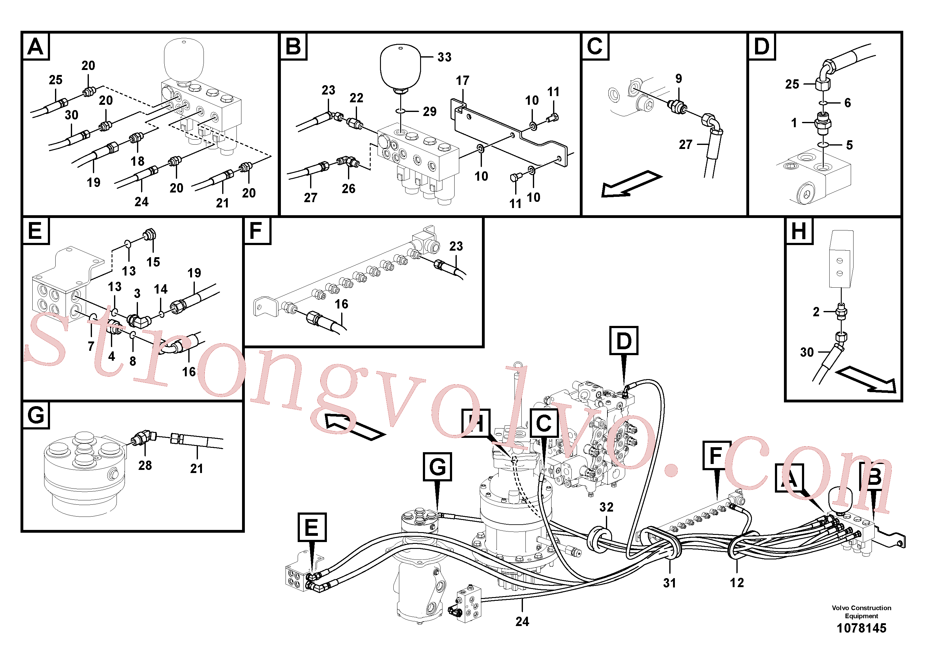 China Made VOE15191566 Mangueira completa Volvo Acessórios para escavadeira