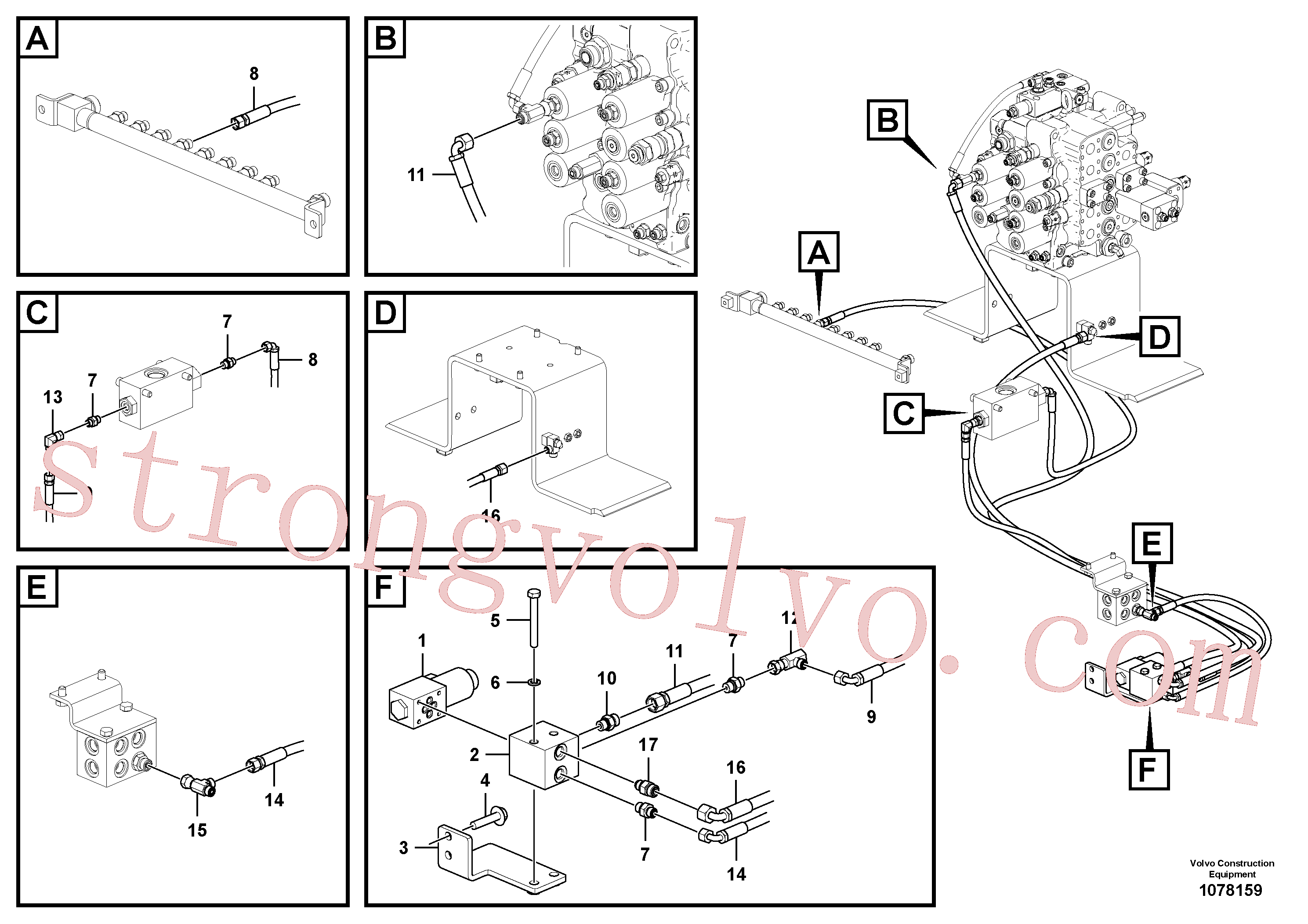 VOE14556273 Volvo Sistema servomotor, válvula de comando para válvula solenóide(1078159 Montagem)