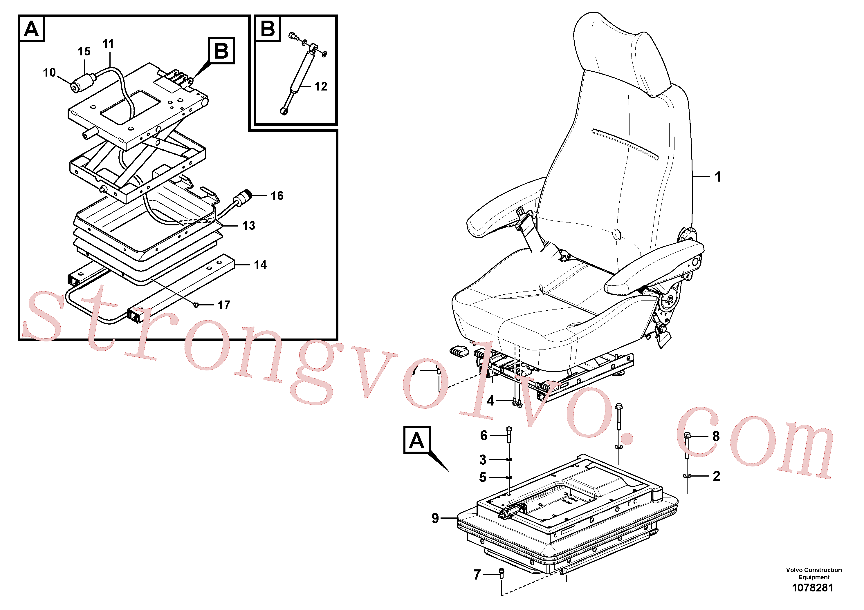 VOE60113300 Volvo Banco do operador com acessórios(1078281 Montagem)