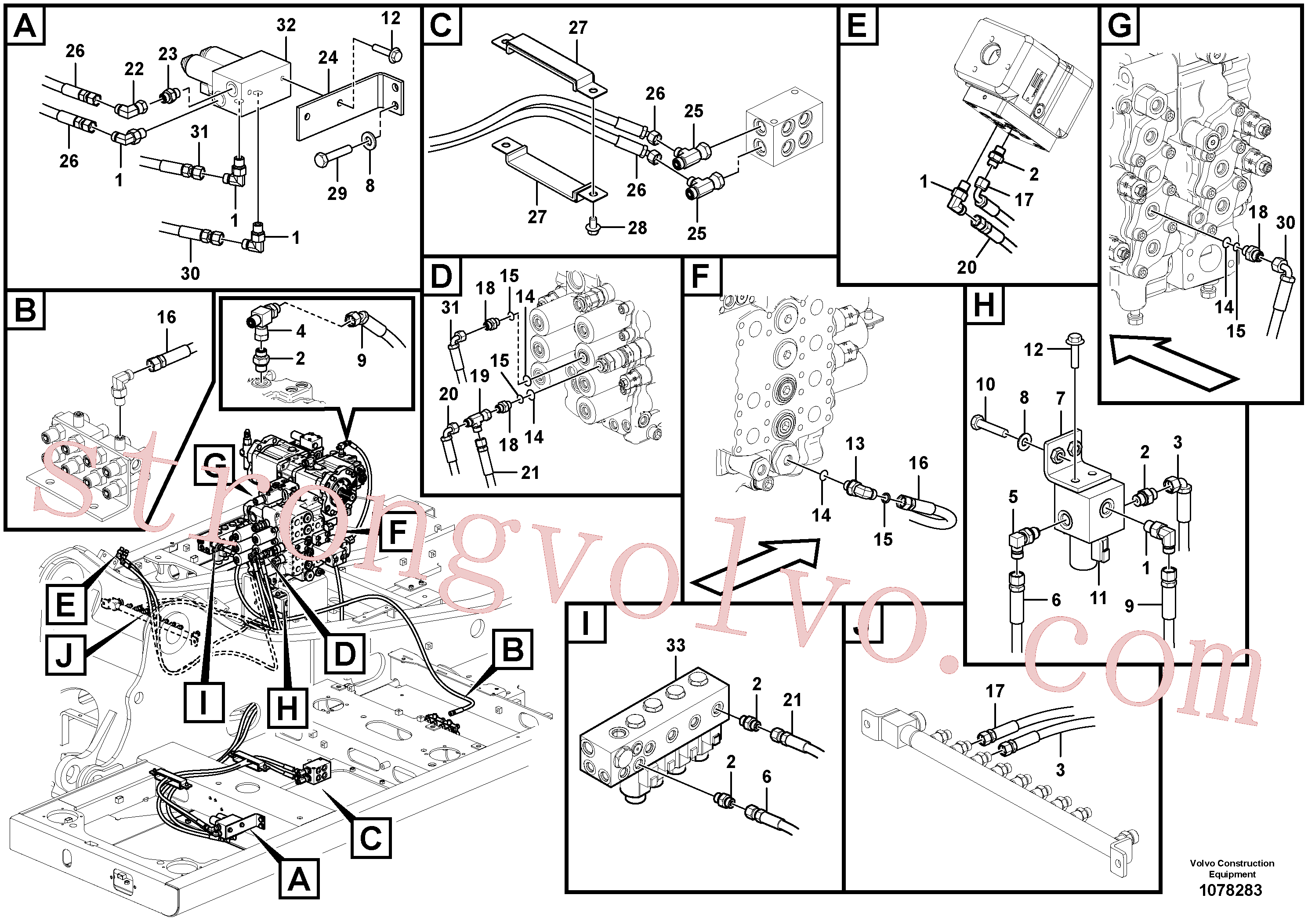 VOE15022993 Volvo Sistema servomotor, martelo e corte(1078283 Montagem)