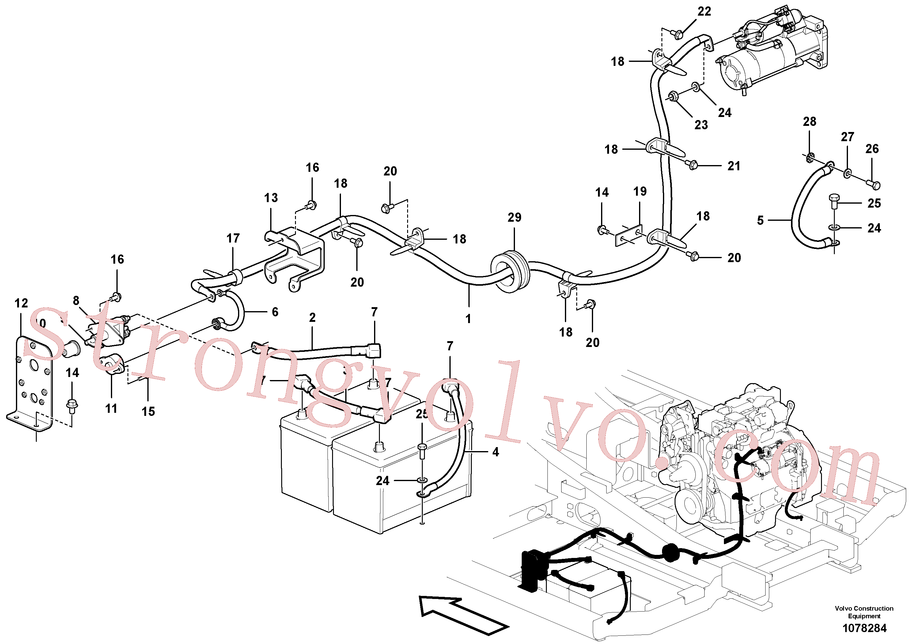 VOE14528958 Volvo Cabos, bateria(1078284 Montagem)