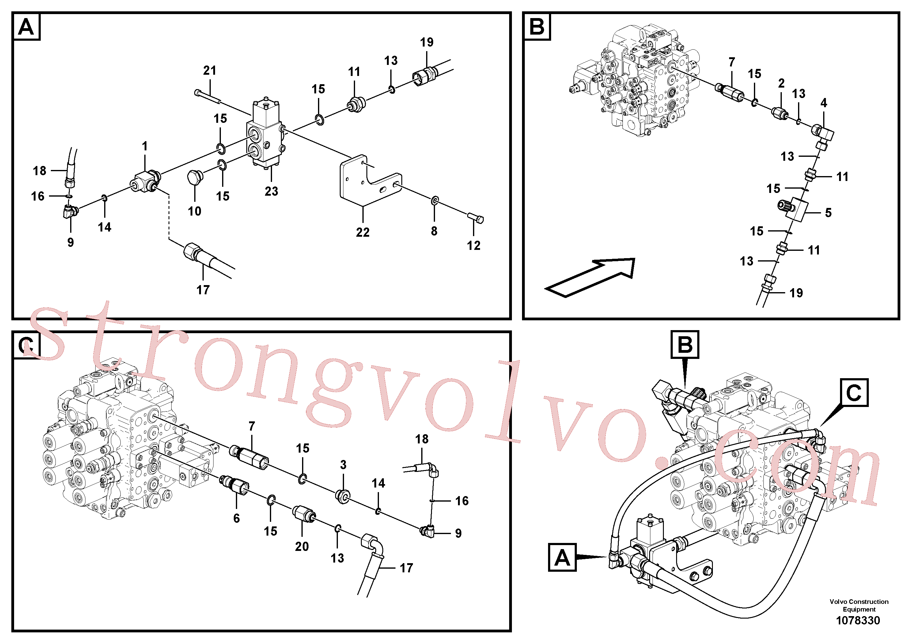 VOE14535279 Volvo Hidráulica de serviço, martelo e cortador para fluxo da bomba auxiliar(1078330 Montagem)