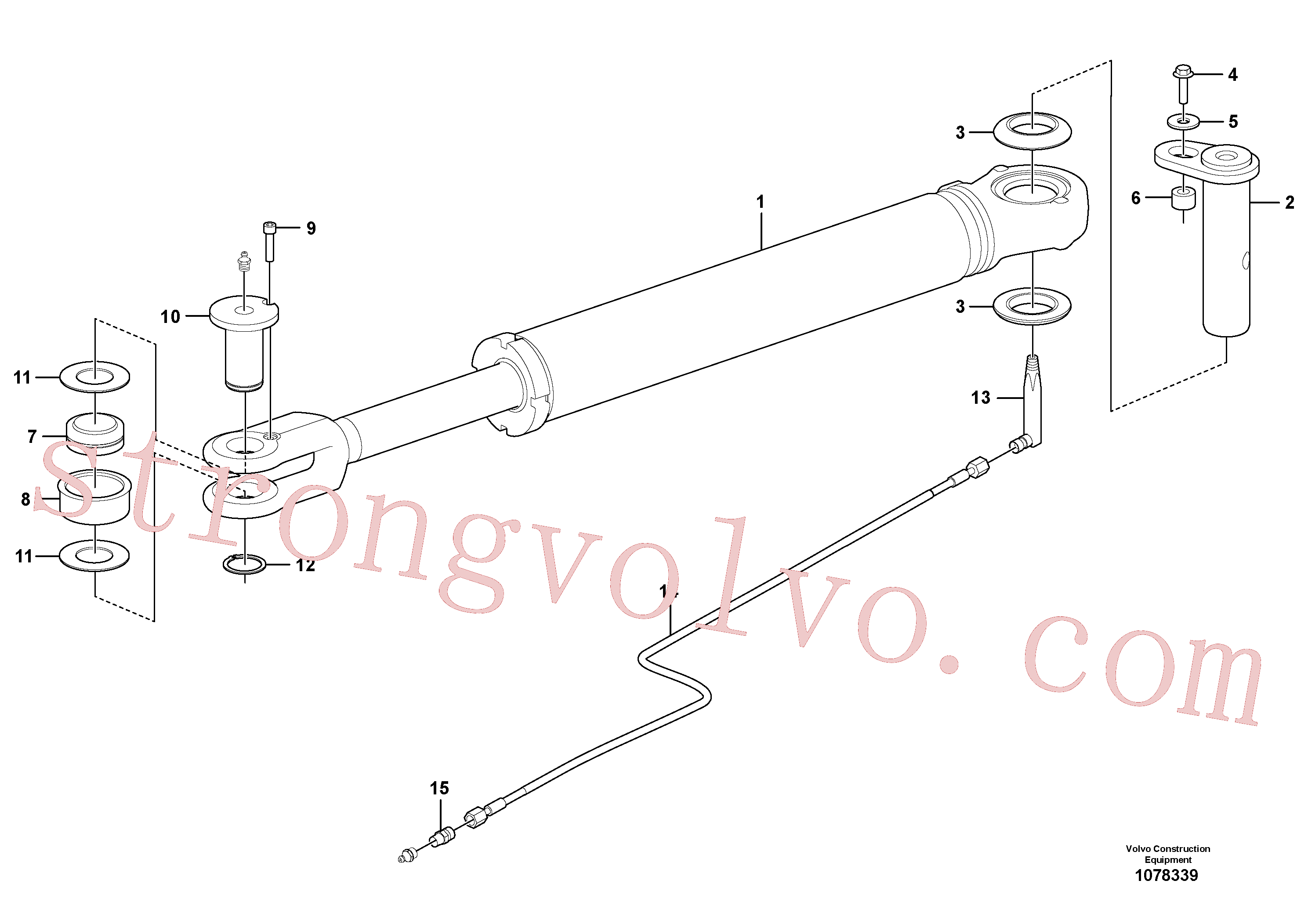 VOE11020098 Volvo Cilindro hidráulico com acessórios(1078339 Montagem)