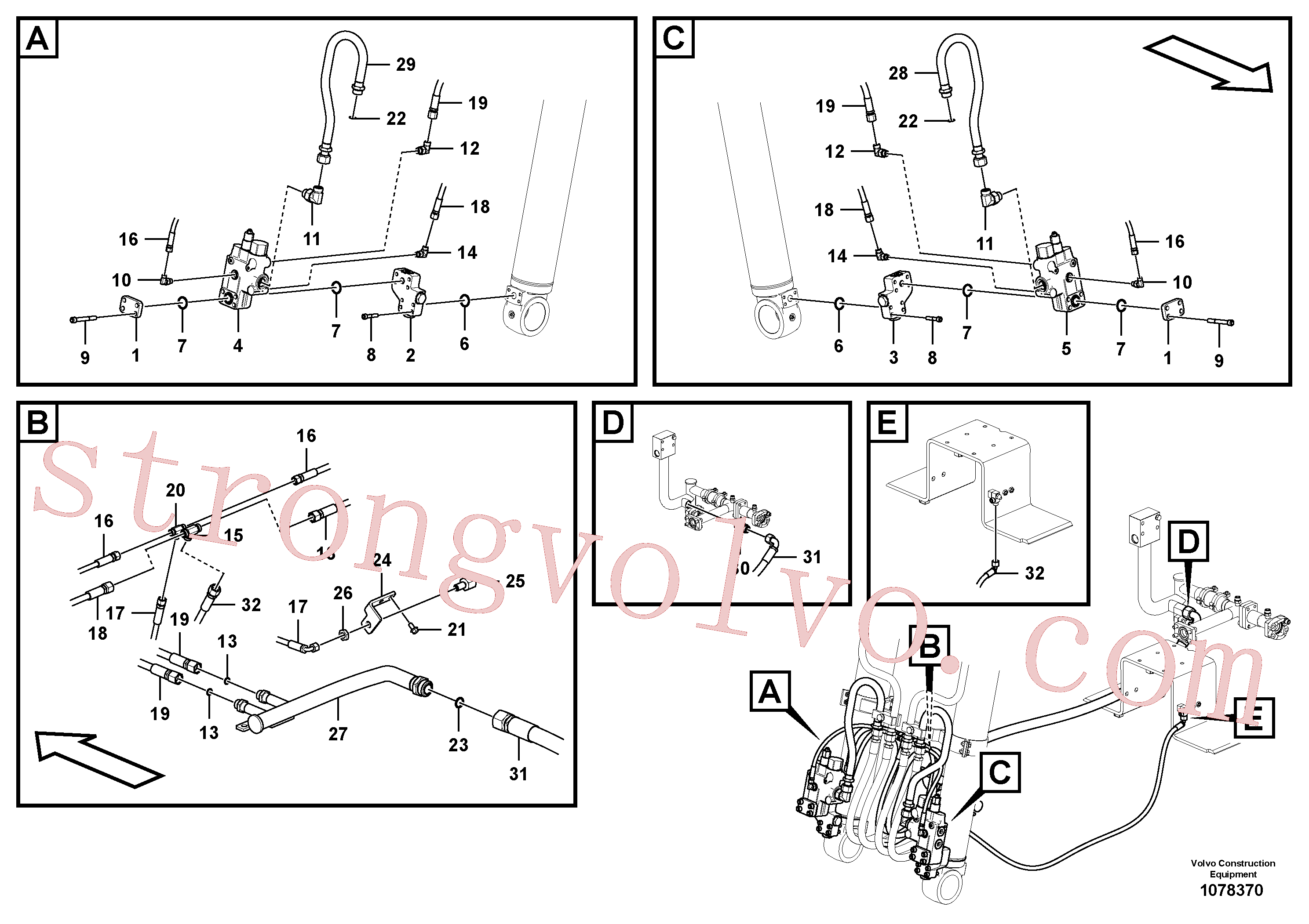 VOE937455 Volvo Hidráulica de serviço, ruptura da lança(1078370 Montagem)