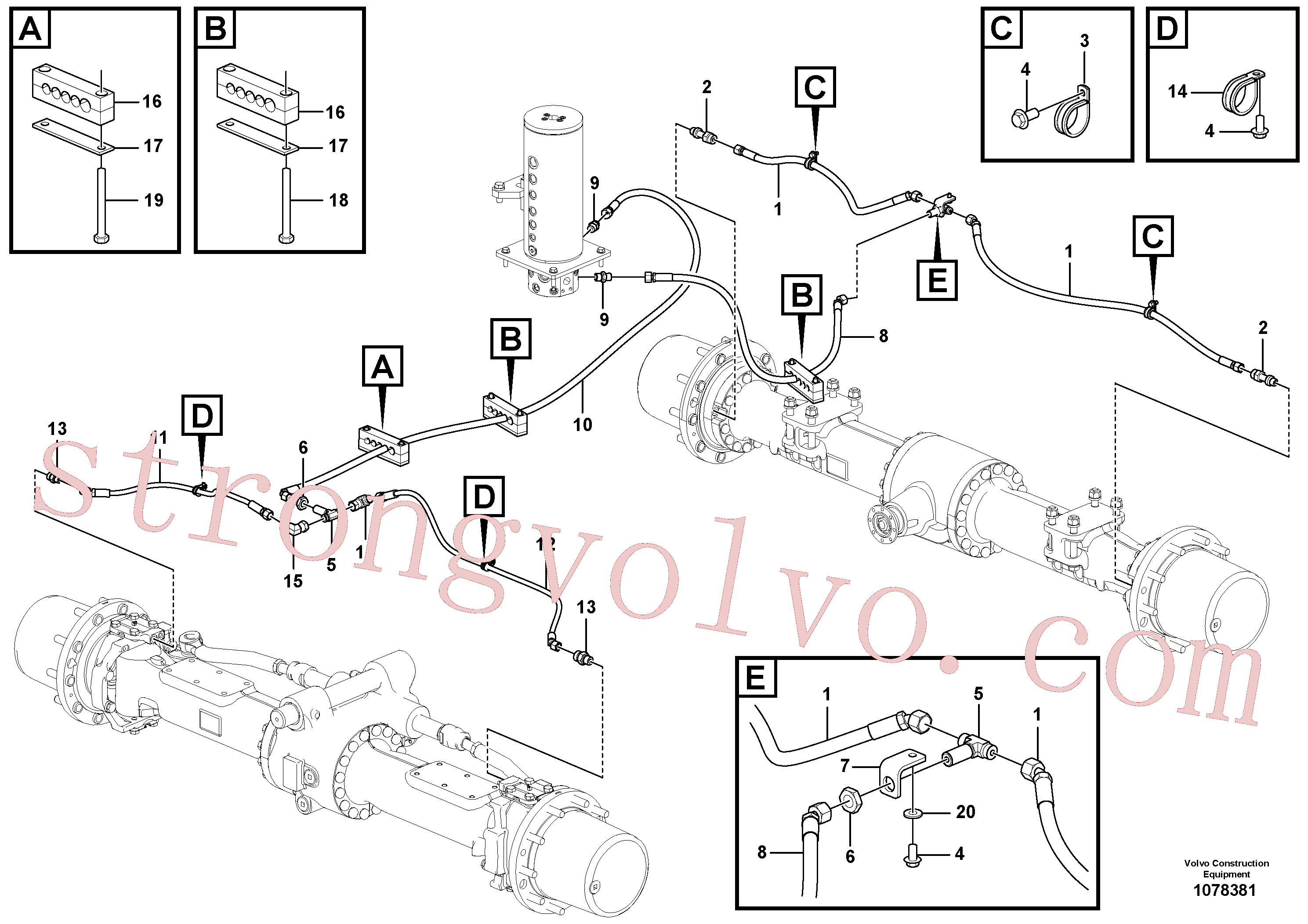 VOE936533 Volvo Sistema hidráulico, linha de travão inferior(1078381 Montagem)