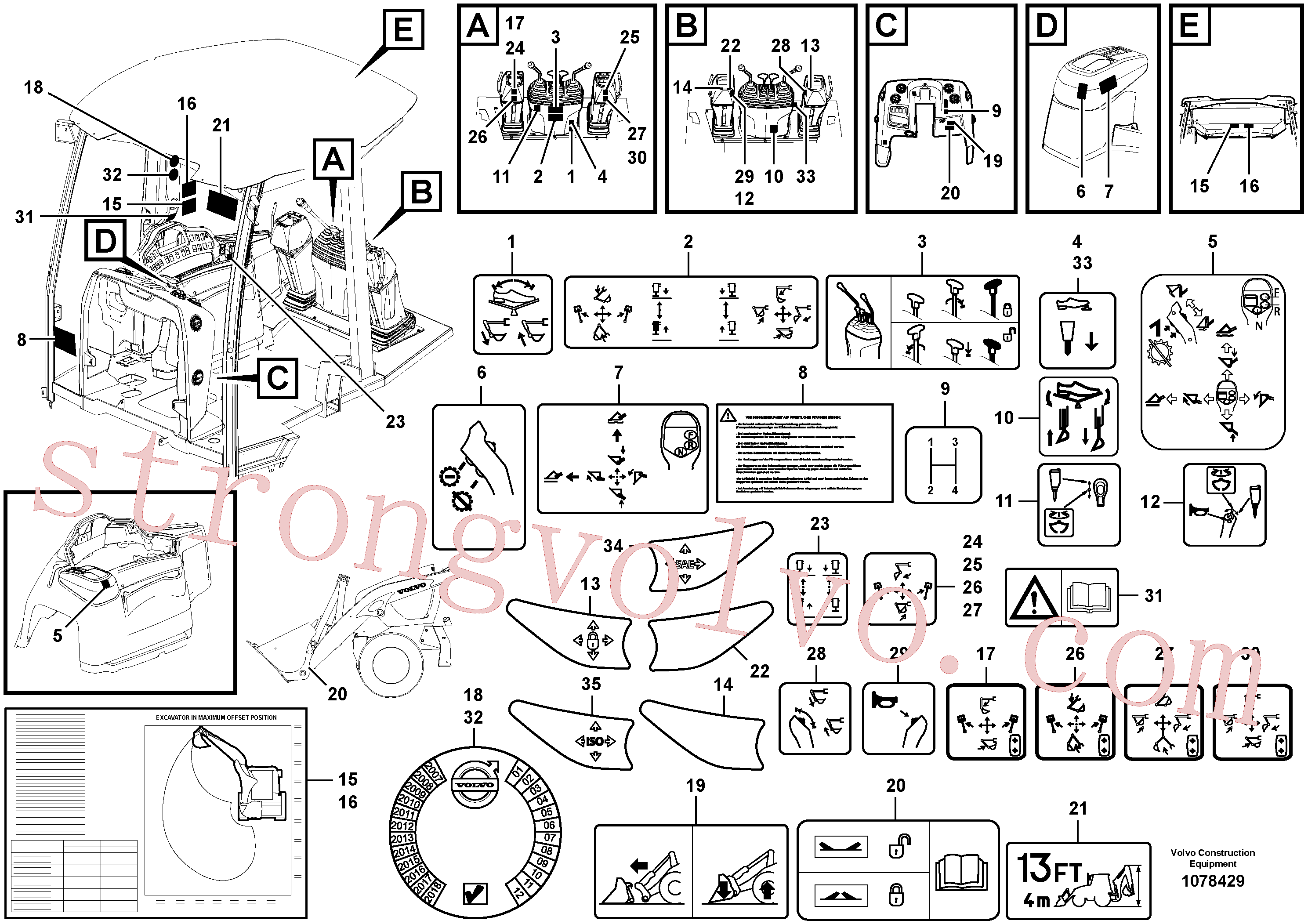 VOE11886048 Volvo Placas de sinalização e etiquetas adesivas(1078429 Montagem)