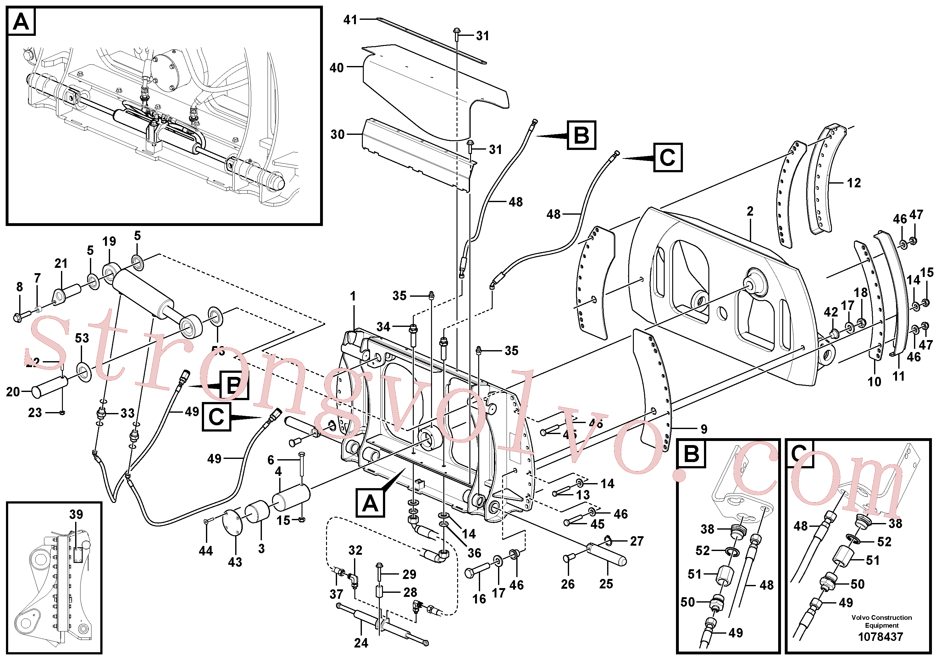 VOE935105 Volvo Suporte de acoplamento, rotativo.(1078437 Montagem)
