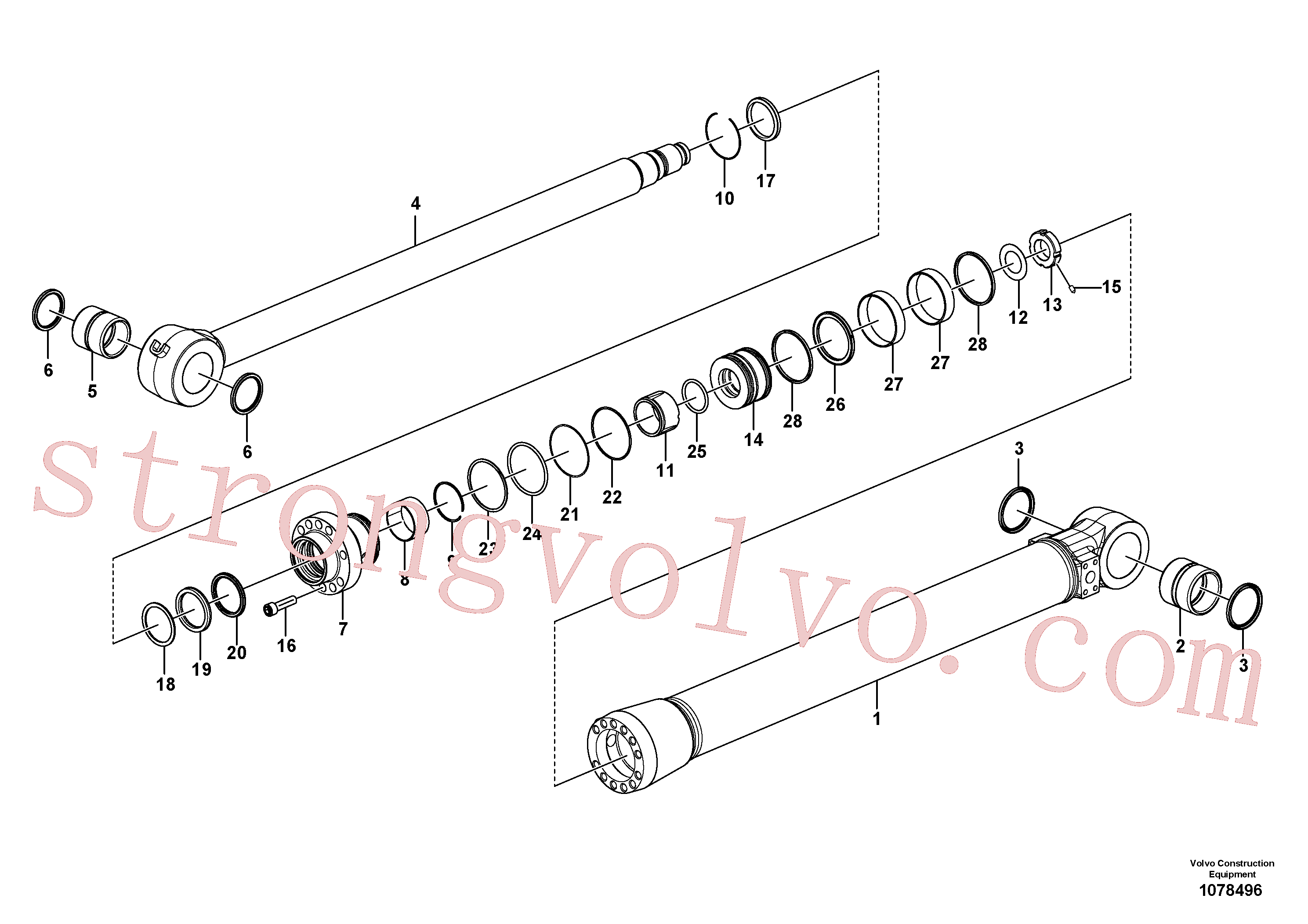 SA9565-11050 Volvo Cilindro de balde(1078496 Montagem)