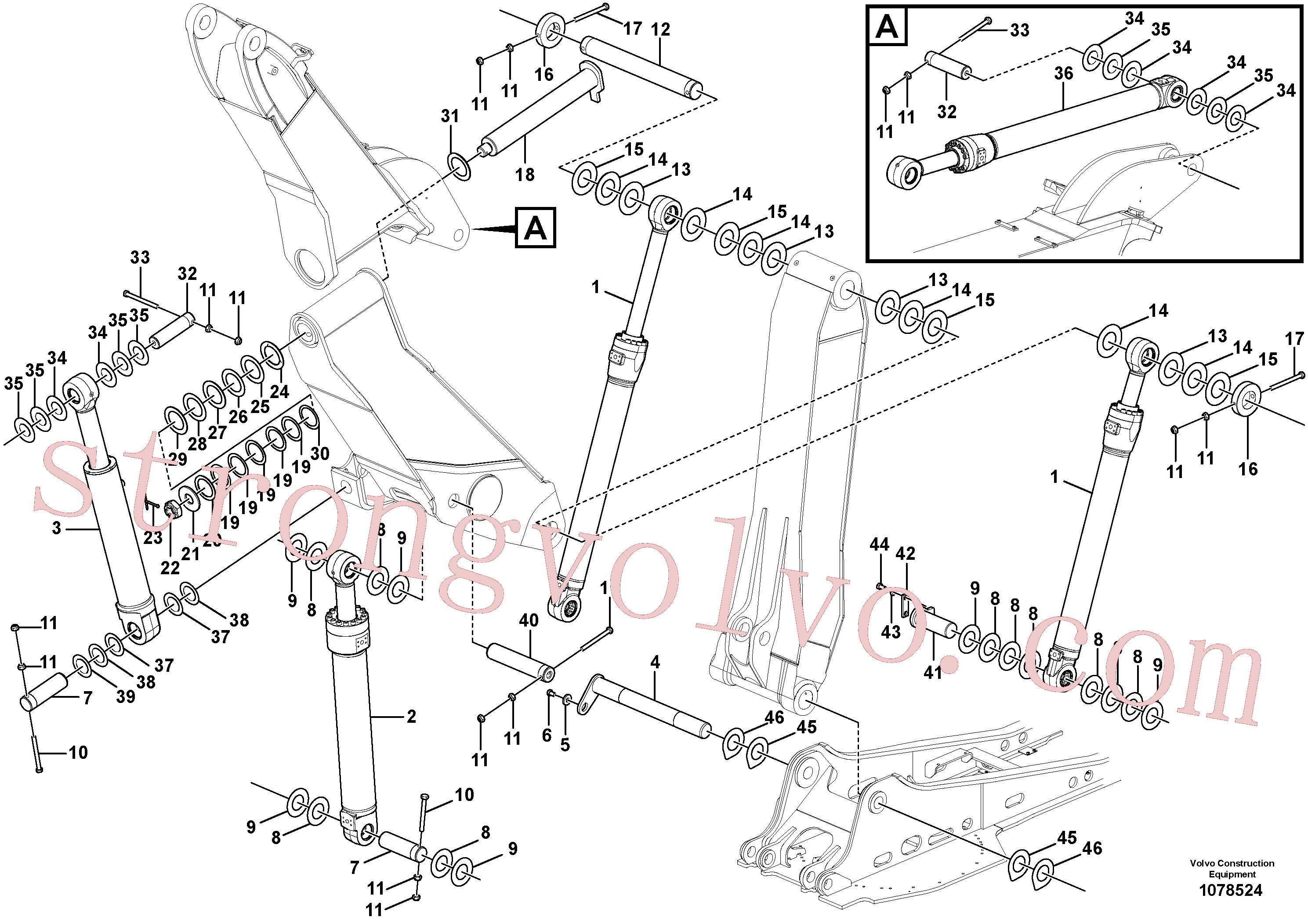 VOE14618713 Volvo Tirantes para a lança(1078524 Montagem)