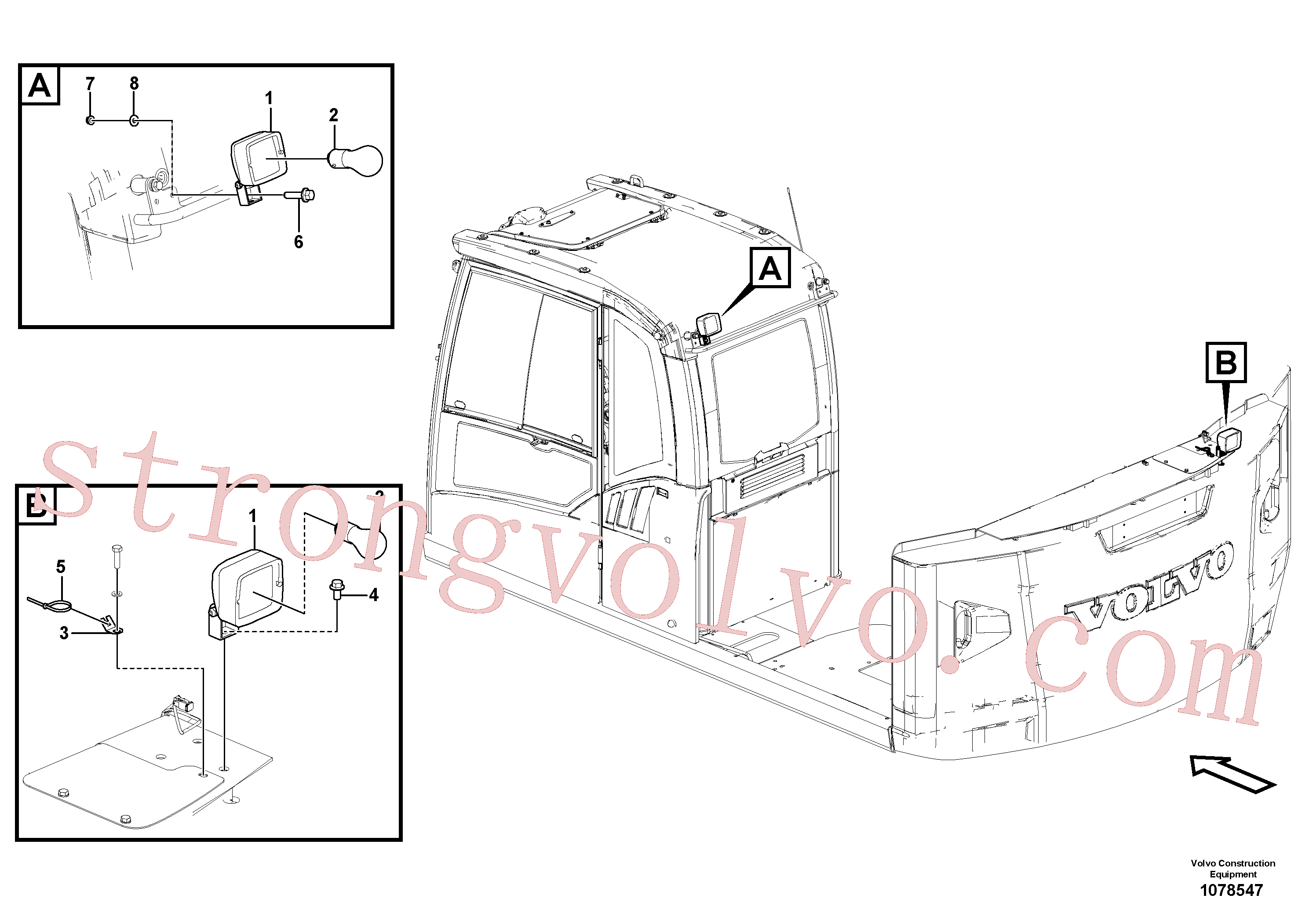 VOE2810491 Volvo Luzes de trabalho, extra(1078547 Montagem)